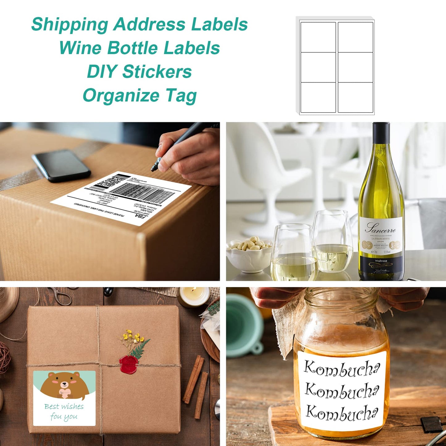 MFLABEL 3.33"x4" FBA Shipping Labels 6-UP - 500 Sheets (3000 Labels!) | Industrial Adhesive for Cardboard/Glass | Laser/Inkjet Certified + FREE 48 Fragile Stickers