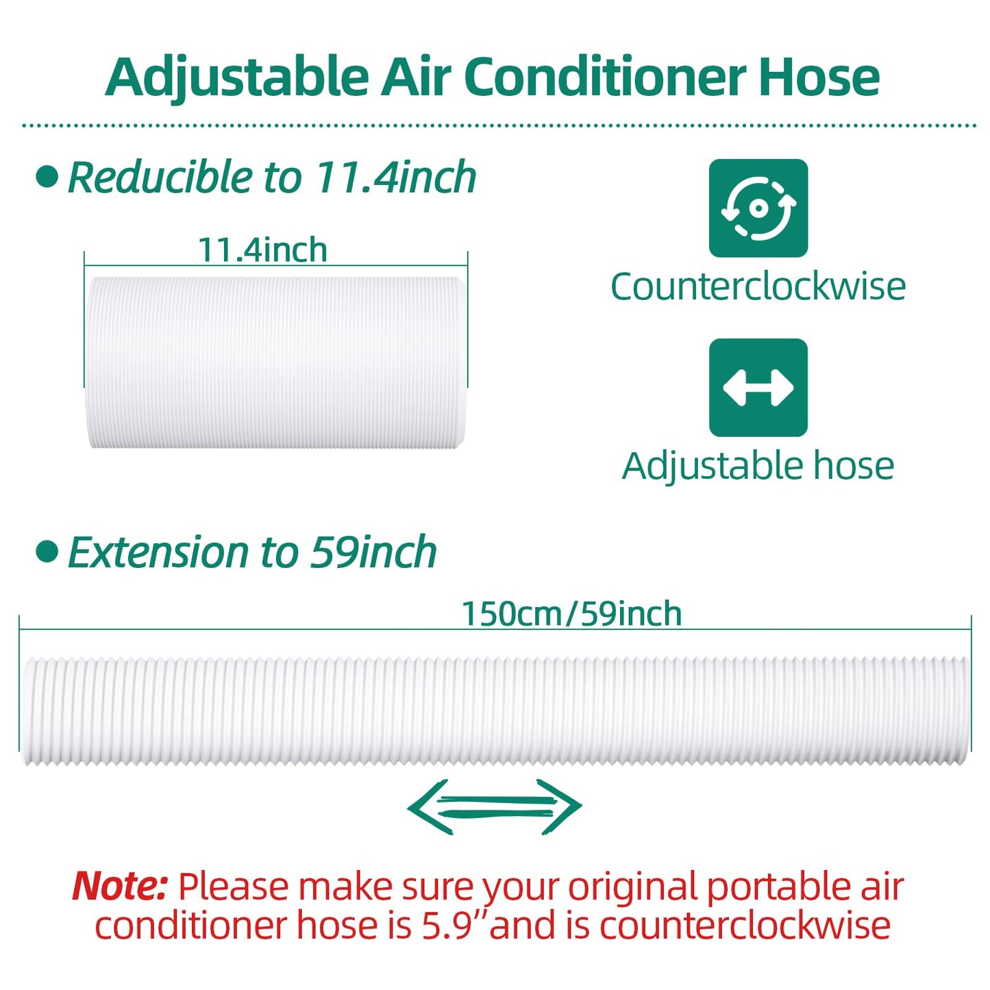 cocobeen Portable Air Conditioner Window Kit - Adjustable Universal Window Seal AC Vent Kit with 5.9” Exhaust Hose for Sliding Vertical/Horizontal Windows