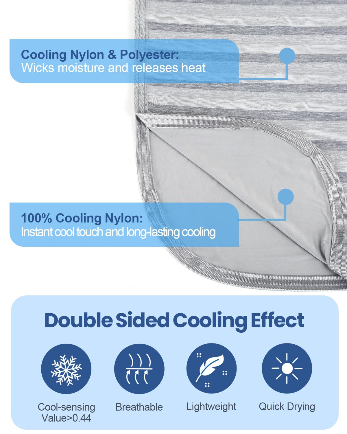 Ailemei Direct Cooling Blanket for Hot Sleepers,Double Sided Cold Effect,Queen Size Lightweight Breathable Summer Large Big Blankets for Bed,Transfer Heat to Keep Body Cool Night Sweats,90"x90"