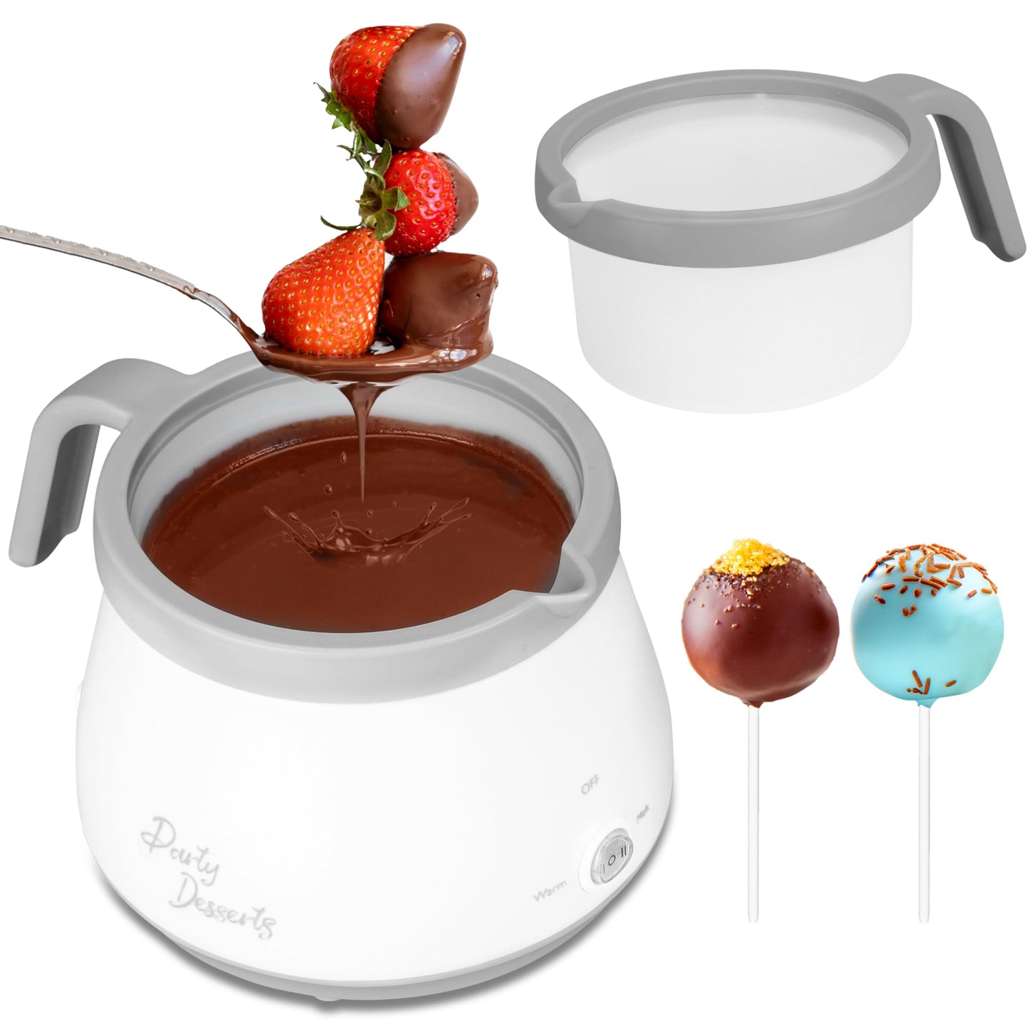 Party Desserts Candy and Chocolate Melting Pot, Mini Electric Fondue Pot, Melts Candy Chocolate in a Couple of Minutes, Ideal for Cake Pops Cookies Cakes, 1 Cups, Single Pot, Gray