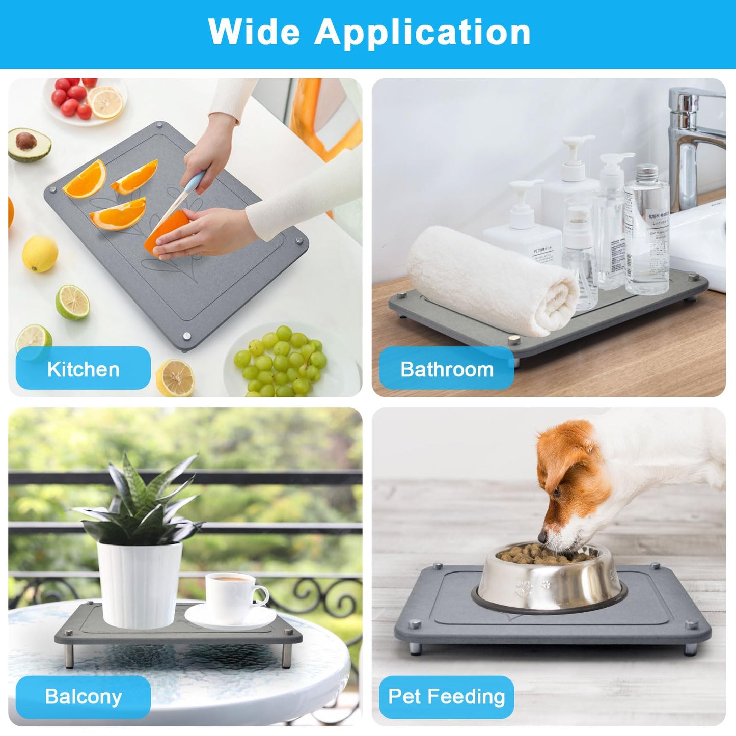3Pcs Nesting Stone Drying Mat for Kitchen Counter, Quick Drying Dish Drying Mat with Non-Slip Feet, Super Absorbent Heat Resistant Diatomaceous Earth Dish Drying Mat for Dishes, Bottles, Cups-Leaf
