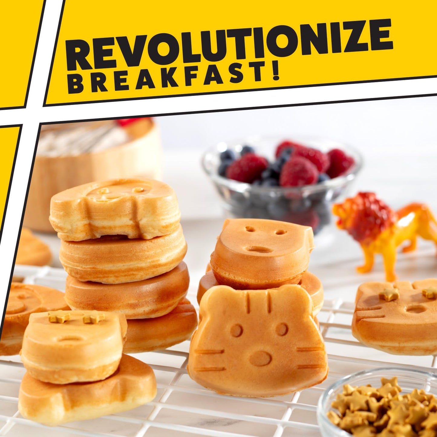 Waffle Wow! Animal Friends Waffle Maker – 7 Cute Animal Shapes, Nonstick Mini Electric Waffler for Kids Breakfast & Parties- Quick Heat Easy Release, Compact Storage, Family Fun, Includes Recipe Guide