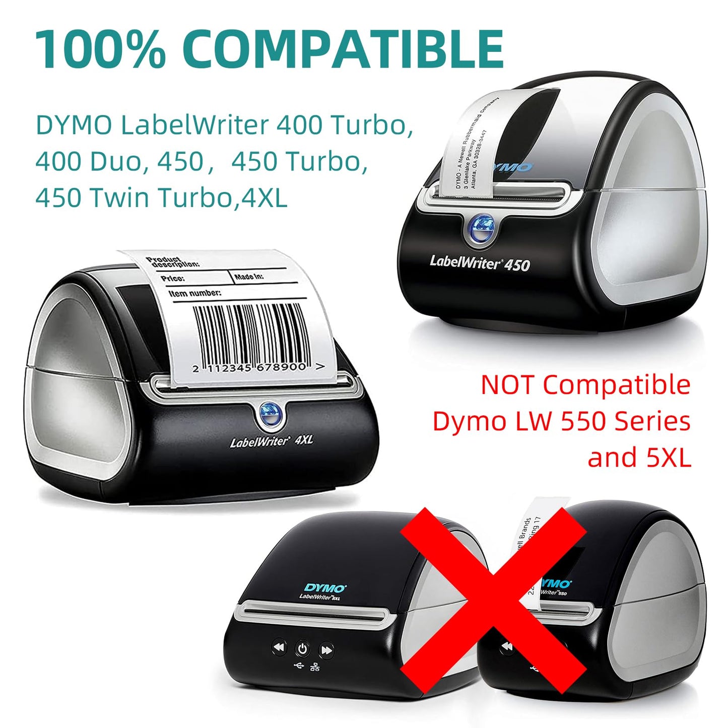 3600 Labels Replacement Compatible for Dymo 30256 2-5/16" X 4" Shipping Labels (Not for Dymo 550, 5XL), LabelChoice 12 Rolls Direct Thermal Labels Used with Labelwriter 450,450 Turbo, 4XL