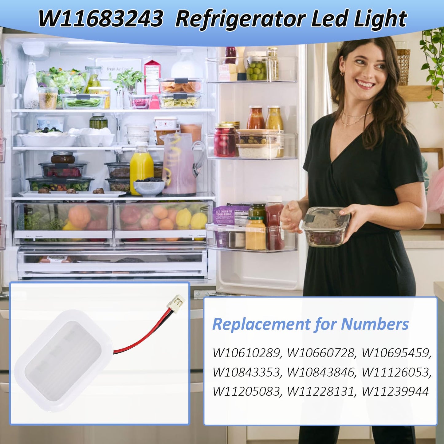 (Five sets of) W11683243 LED Module Service Fits Whirlpool Kenmore Maytag Amana Refrigerators Led Light Module Replacement W10610289 W10660728 W10695459 W10843353 W10843846