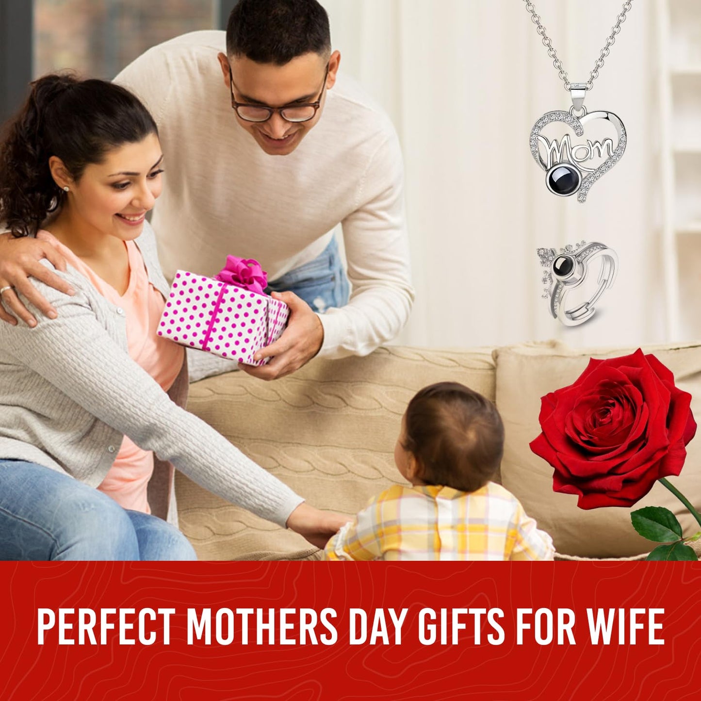 Norcalway Preserved Real Rose with I Love You Necklace - Forever Love Eternal Rose Box - Gifts for Girlfriend Women Her Mom Wife Grandma - I Love You Gifts for Her on Birthday, Weeding, Anniversary