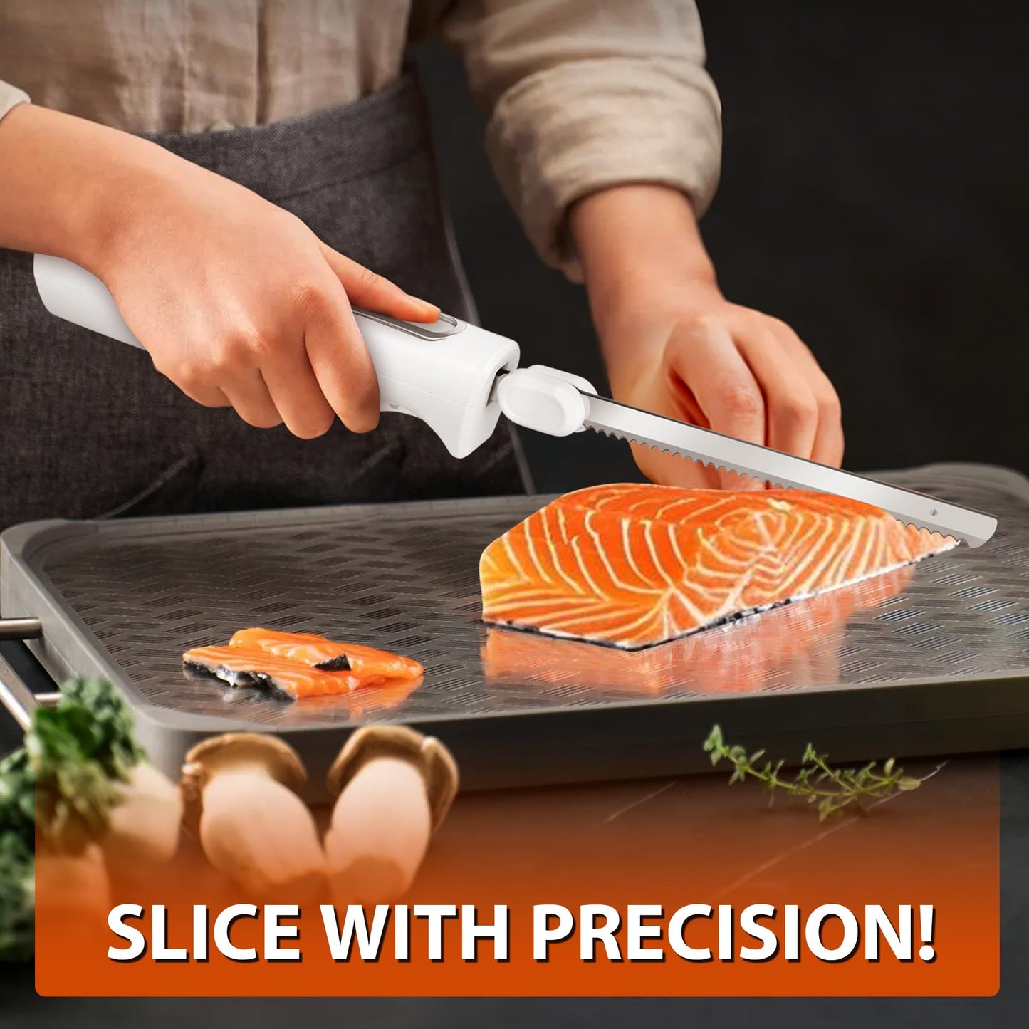 HousesAid Electric Knife,Wired Electric Carving Knife Set with Two Serrated Stainless Steel Blades,Carving Fork,with Non Slip Handle,Safety Lock and Storage Case for Meat,Bread,Other and Foods