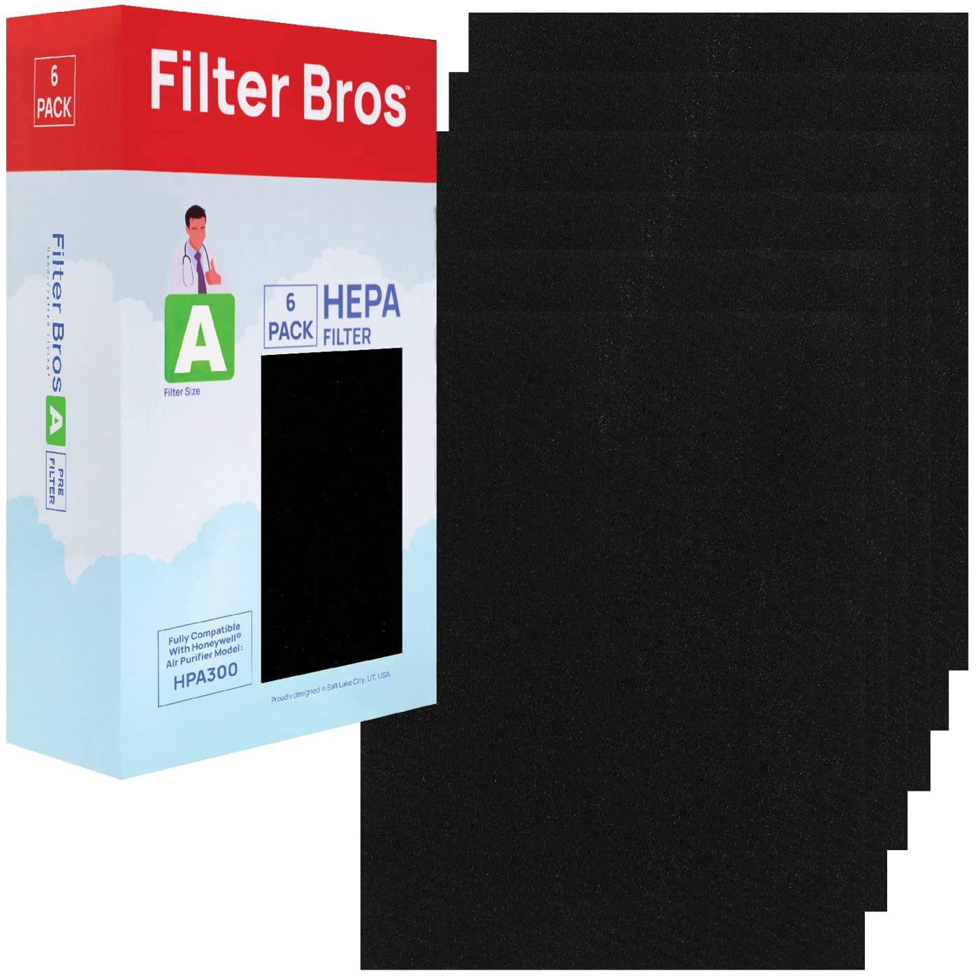 Filter Bros HRF-A300 6 Activated Carbon Replacement Fits Honeywell HPA300 Series