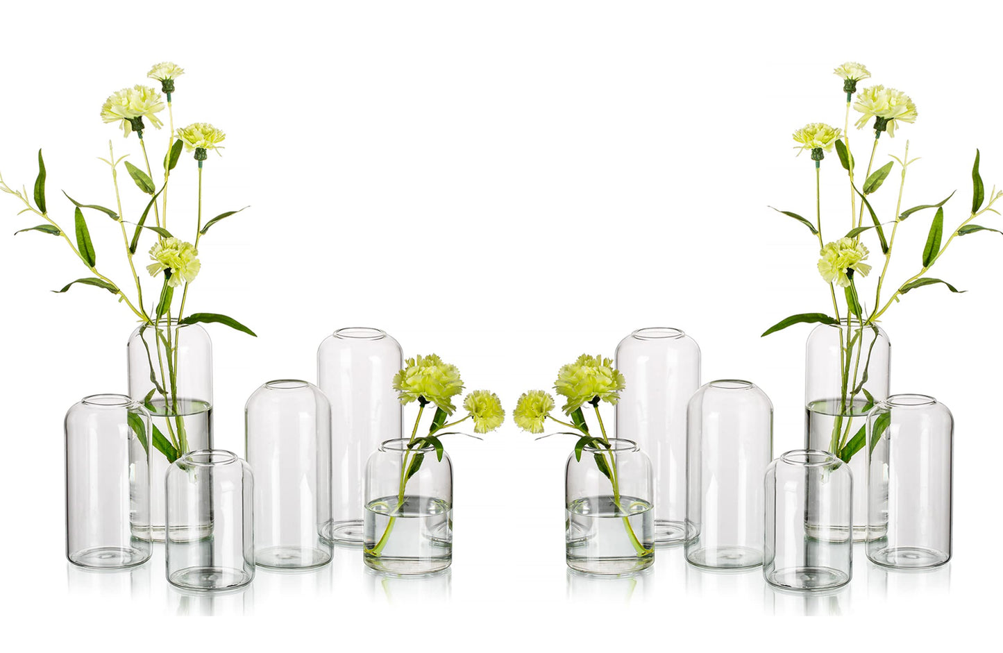 Glass Bud Vases for Flowers - Hewory Blown Modern Small Glass Vases for Centerpieces Set of 12, Mini Clear Bulk Flower Vases for Wedding Party Events Home Decor Floral Arrangement (Not Include Flower)
