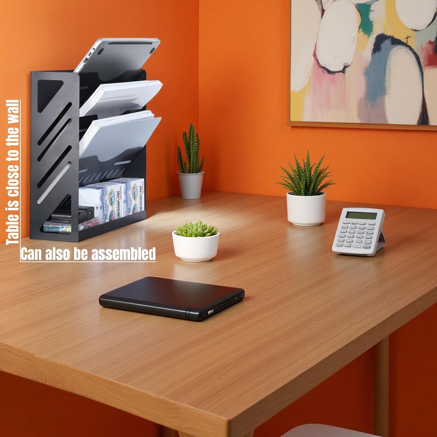 CanKing Metal File Organizer 13 Inch Paper Holder 4 Tier Hanging Mail Folders Clamp on Desk or Wall Mount for Office, Black