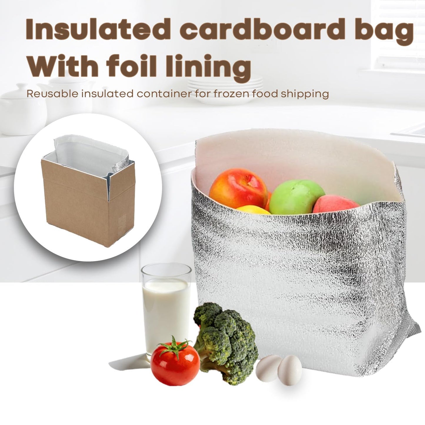 10 Pack Insulated Shipping Box - Cold Shipping Boxes With Foil Liner Bags, Professional Reusable Insulated Shipping Boxes for Frozen Food Suitable for Commercial Delivery And Personal Mailing Needs