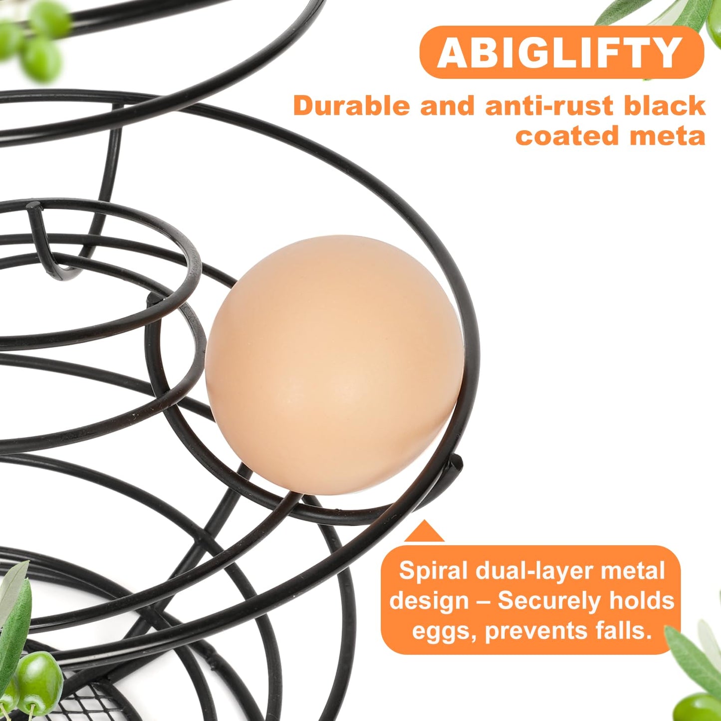 Abiglifty Spiral Metal Egg Holder Countertop, Fresh Egg Holder Countertop,Egg Storage for Countertop, Spiral Egg Storage Display Rack for Kitchen,Farmhouse