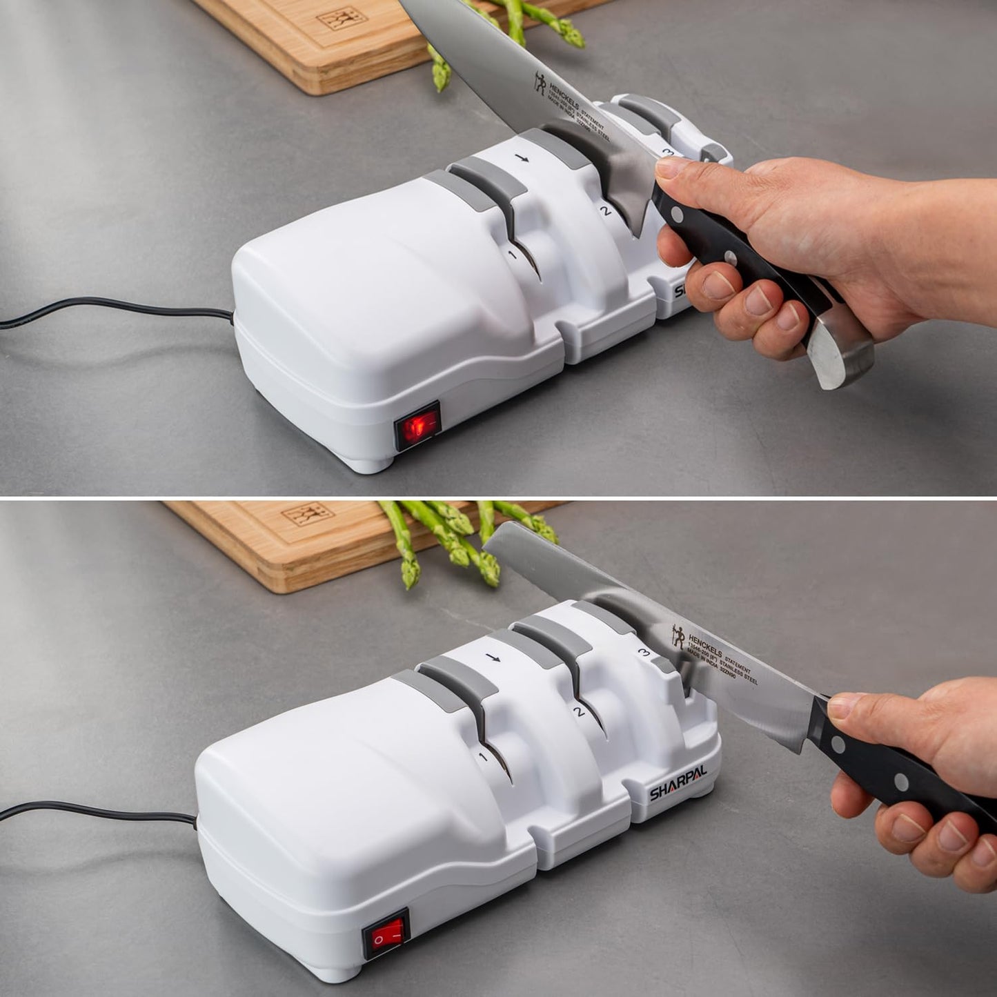 SHARPAL 198H Electric Knife Sharpener - 3 Stage Professional Knife Sharpening System with Diamond Wheels, Suit for Double-Beveled Straight Edge & Serrated Knives, Premium Fathers Day Gift
