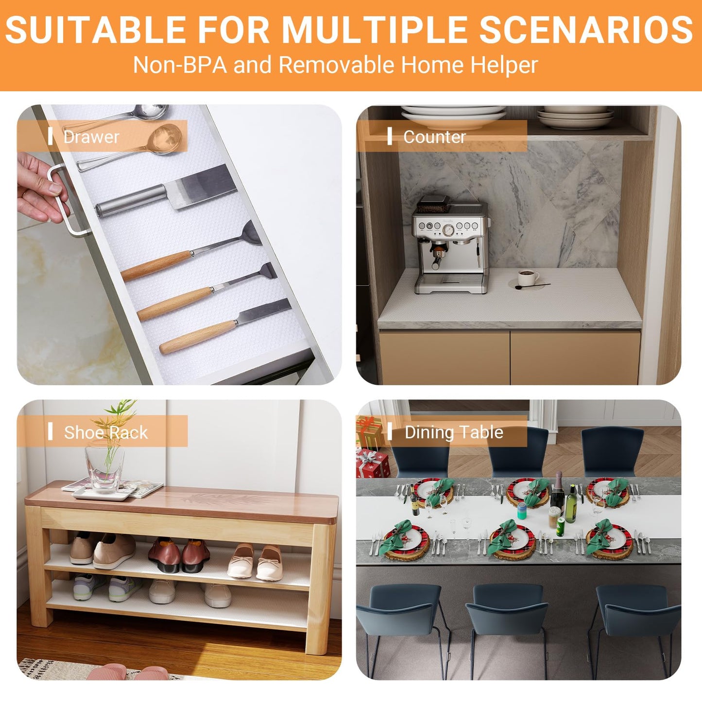 FLPMIX Shelf Liners for Kitchen Cabinets: 23" Wide Waterproof Under Sink Mats - Non-Adhesive Easy to Cut Large Drawer Liner for Pantry Cupboard 23" x 300" White