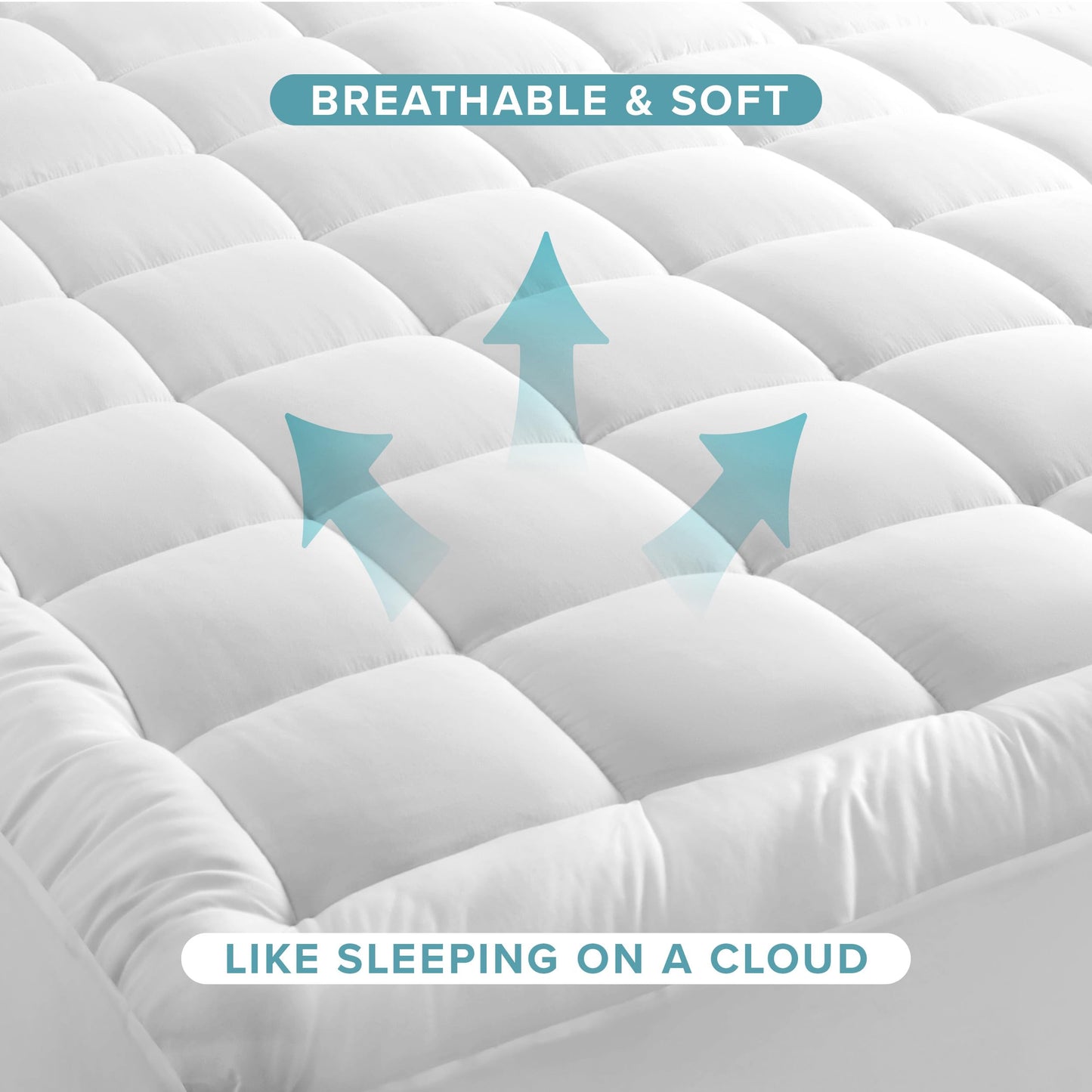 Bare Home Twin XL Mattress Topper Cotton Top - Twin Extra Long - Soft Plush Topper for Mattress - College Dorm Room Essentials - Cooling Breathable Air Flow - 8" to 21" Deep Pocket (Twin XL, White)
