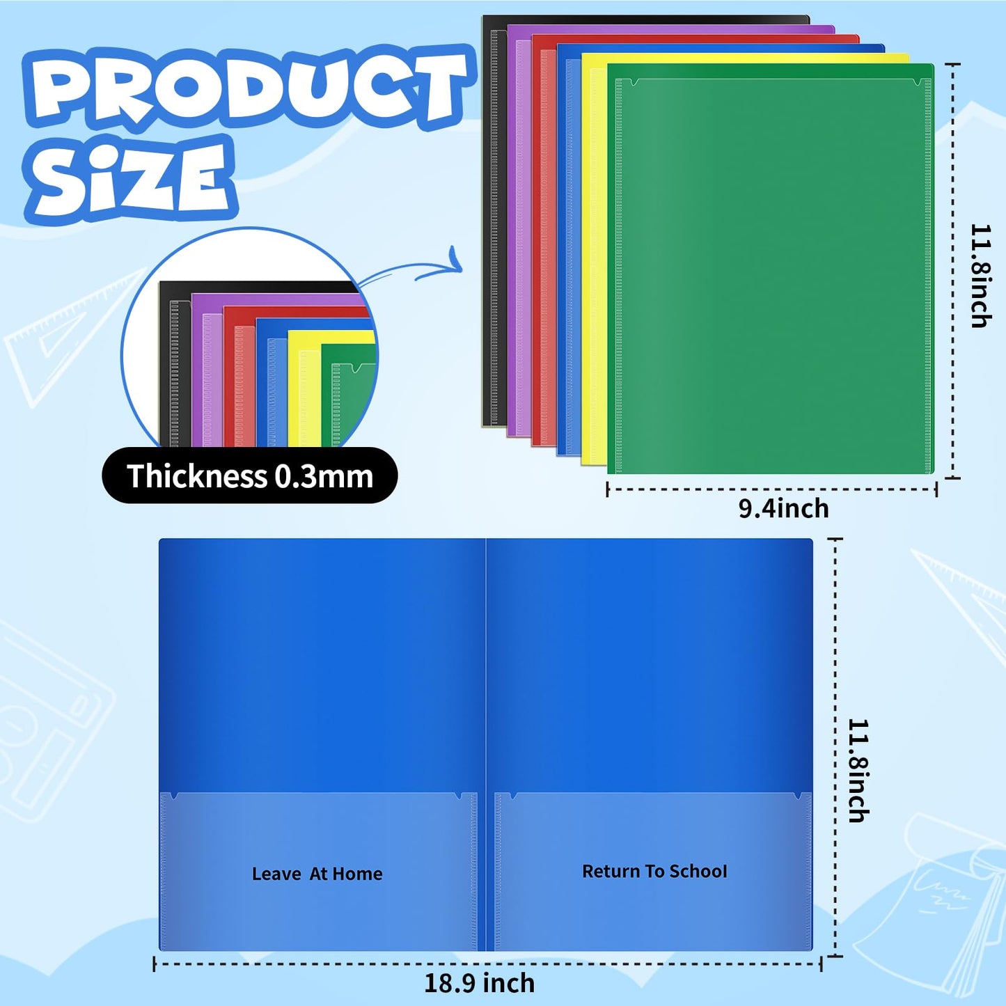 36 Pcs Parent Teacher Communication Folder with Clear Front Pocket, 2 Pocket Home School Folders Take Home Homework Folder for Students Classroom (36, Black)