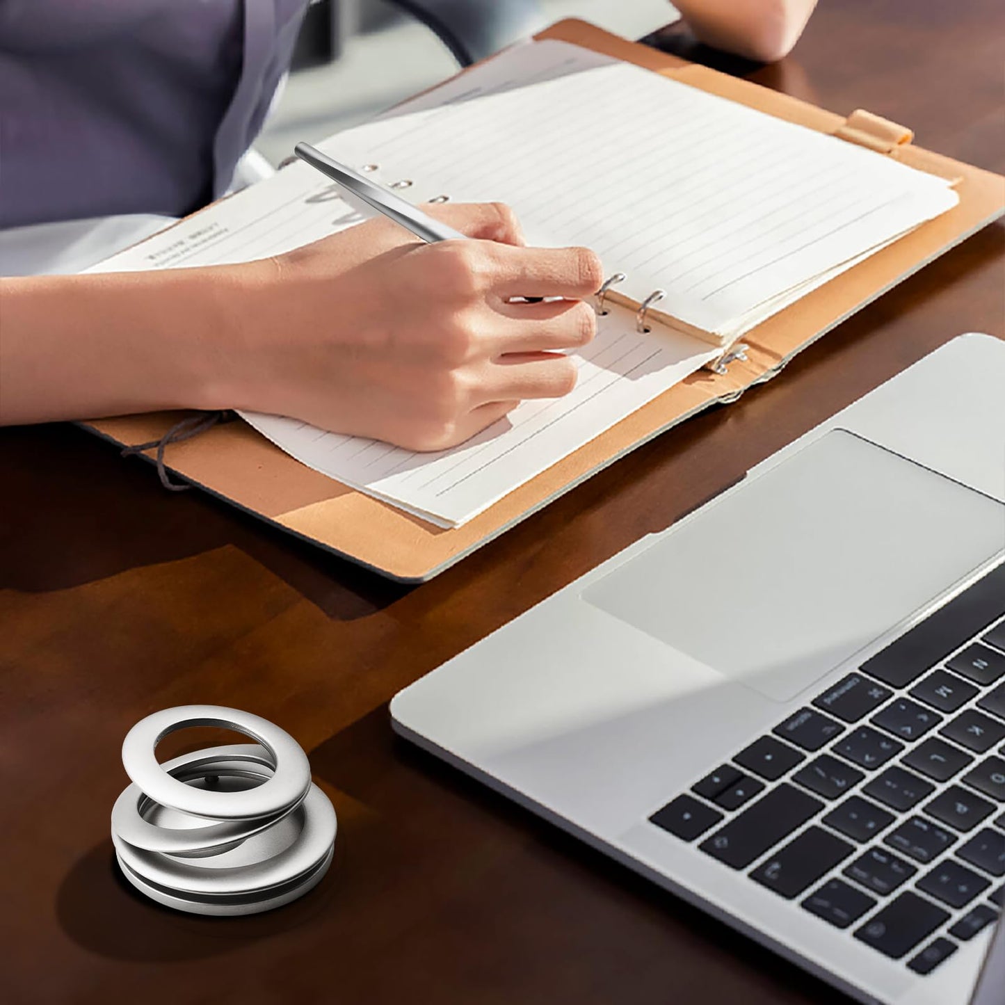 Magnetic Floating Pen with Spiral Stand, Silver, Levitating Display,Luxury Aluminum Alloy,Futuristic Design,Pen for Women &Men,Desk Decor,Gift for Boss,Boyfriend,Leader