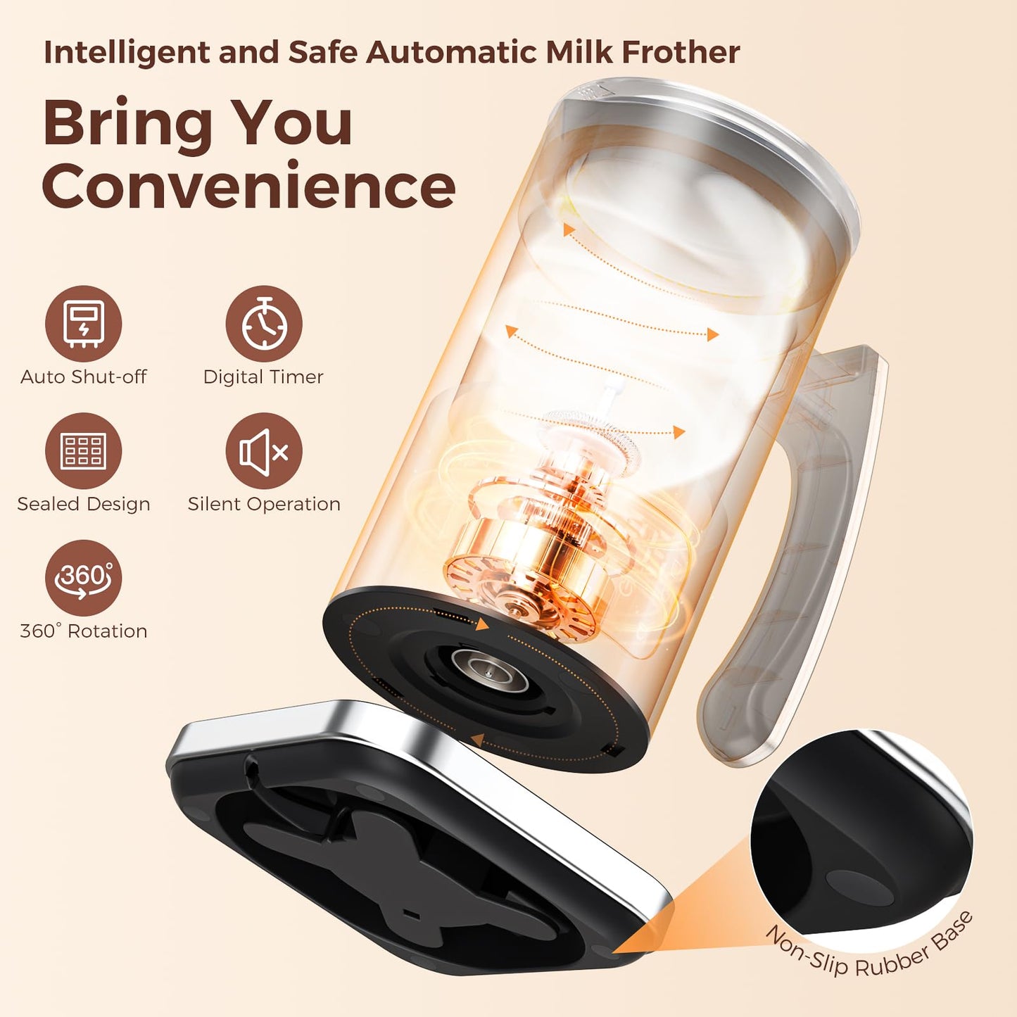 Automatic Milk Frother 6-in-1, Electric Milk Frother and Steamer 420ml, Milk Steamer and Frother for Latte, Coffee Frother Machine, Warm and Hot Chocolate Maker, Cold Foam Maker, Cappuccinos