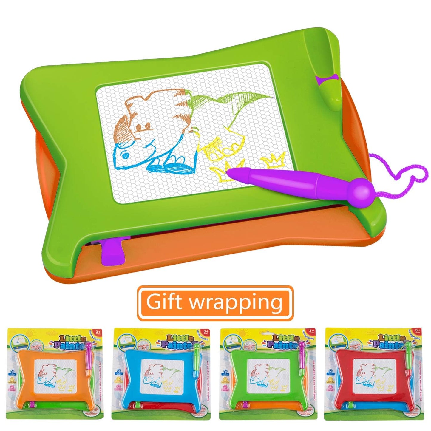 16pc Mini Magnetic Drawing Board, 4-Colors Travel Size Erasable Doodle Magna Board Toy, Small Writing Painting Sketching Pad, Educational Learning and Classroom Prizes for Toddler Boy Girl Kids Child