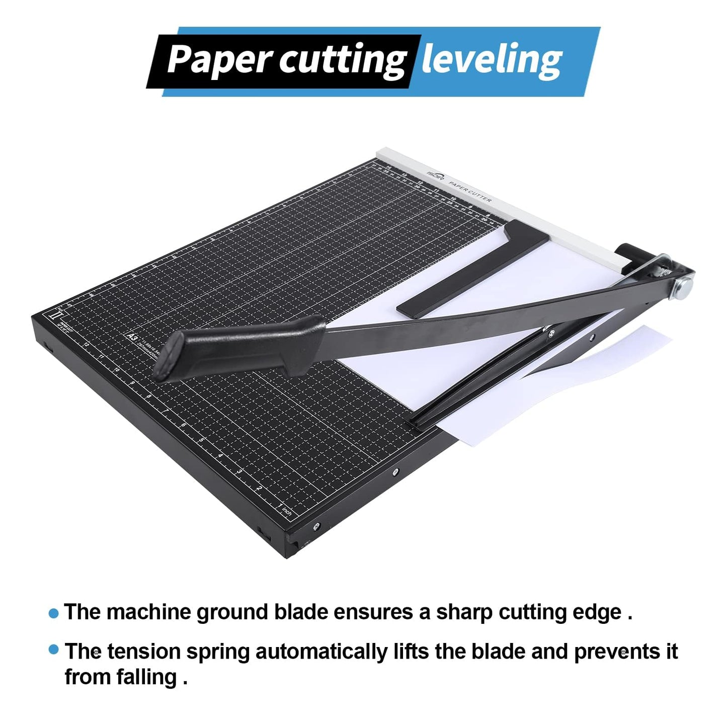ISDIR Guillotine Paper Cutter 18" with Integrated Pressure Bar – Heavy Duty Metal Base, 15 sheet Capacity, Magnetic Guide & Safety Guard – Precision Trimmer for Cardstock, Crafts, DIY, Photos & Office