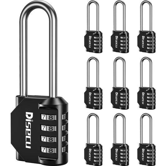 10 Pack disecu 2.6 Inch Long Shackle Combination Lock, 4 Digit Outdoor Waterproof Padlock for School Locker, Gym Locker, Storage Unit, Gate, Fence, Toolbox, Cabinet (Black)