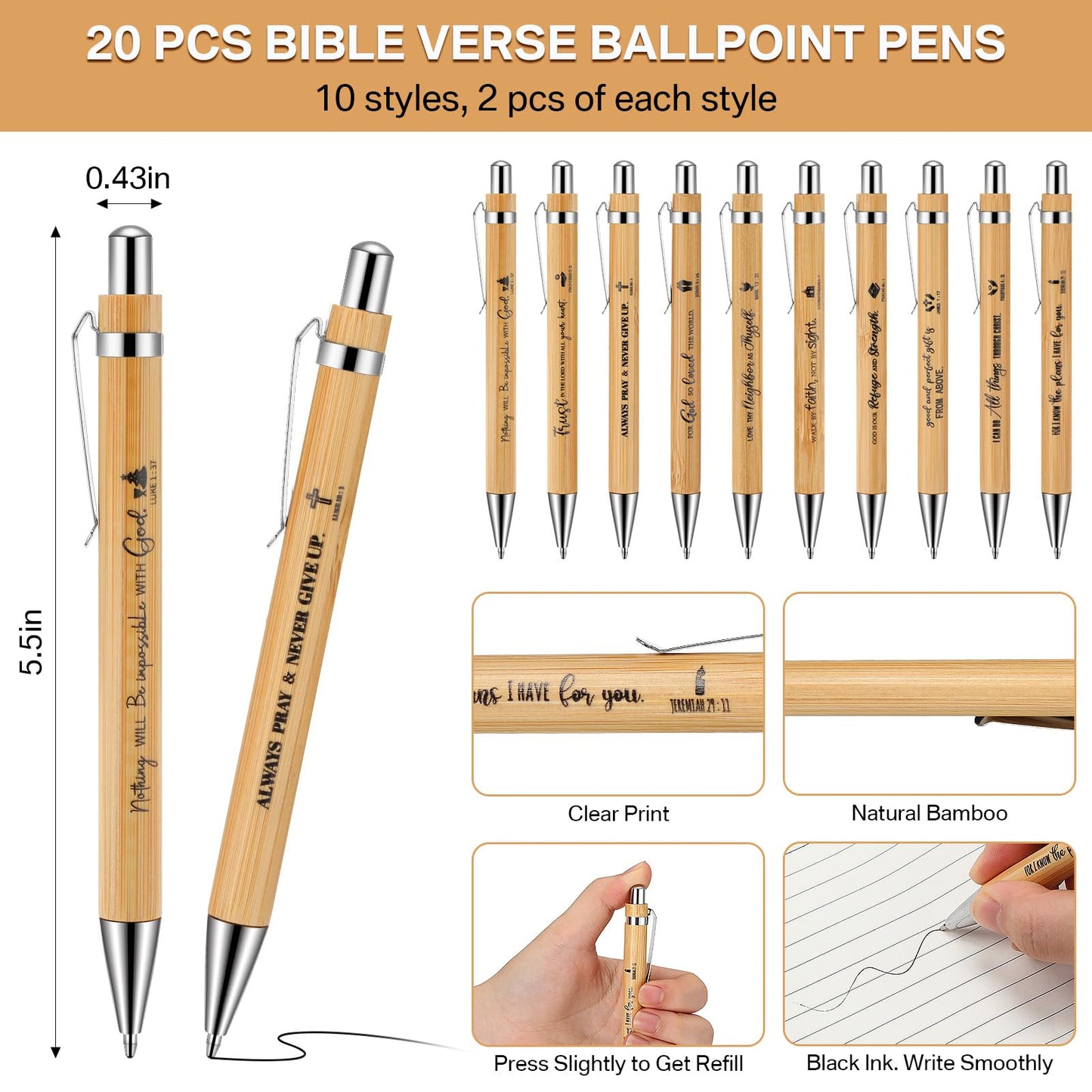 Sayglossy 40 Pcs Christian Gifts Bulk Father's Day Inspirational Spiral Notebook Bible Verse Pen Small Prayer Journal Religious Pen Faith Based Gifts for Women Men Father Church Bible Study Supplies
