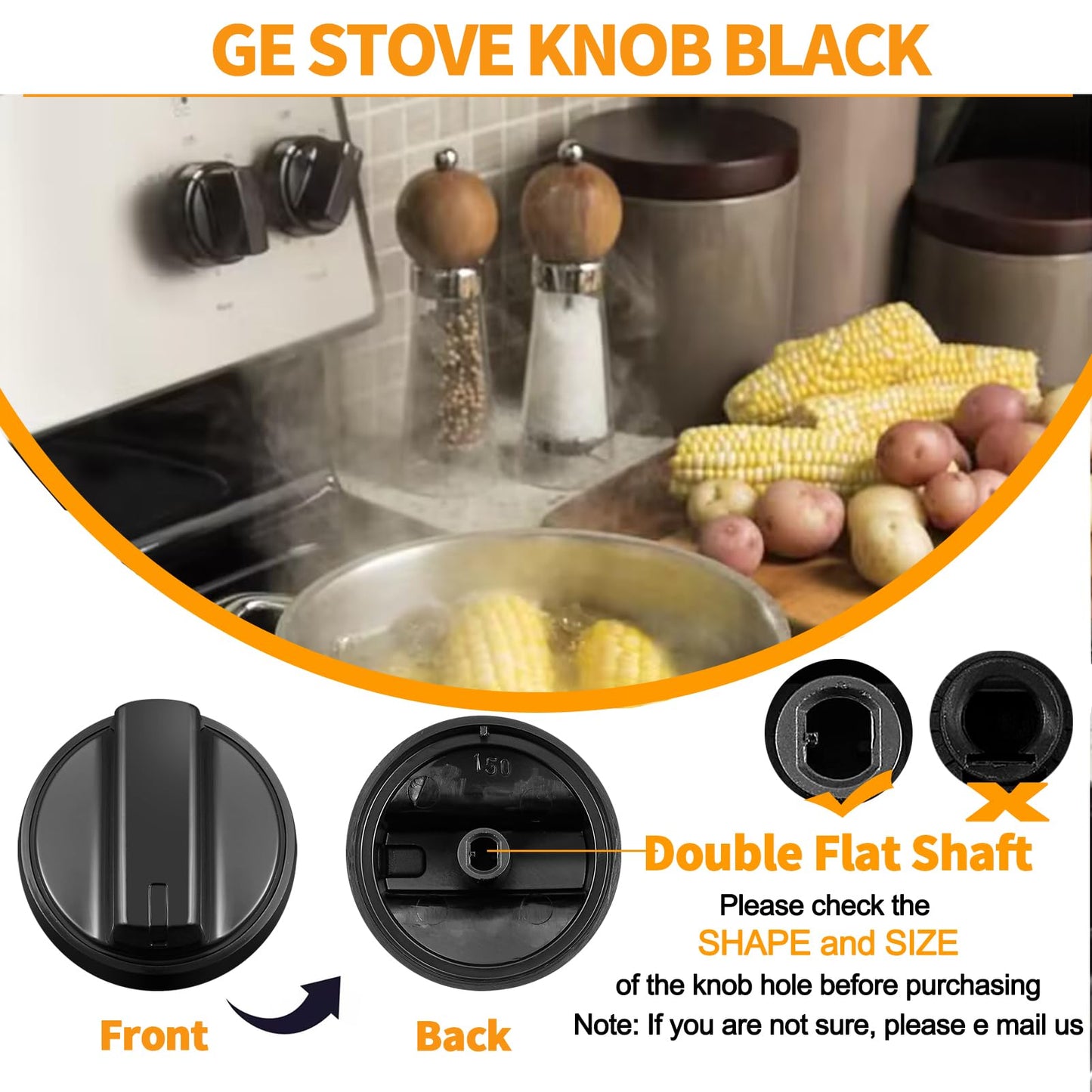 atgestore WB03X24904 191d8446 Stove Knobs Replacement for GE Electric Range Cooktop Knob General Electric Range Parts JB625RKSS JB625DKBB Black Plastic Stove Top Burner Control Knobs 5 Pcs