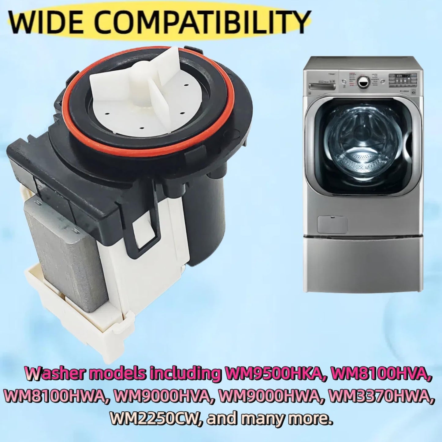 LZXQYMX Washer Drain Pump - Compatible with LG WM9500HKA, WM8100HVA, WM9000HWA Replacement | 4681EA2001N Model | with Overheat Protection & Easy Installation