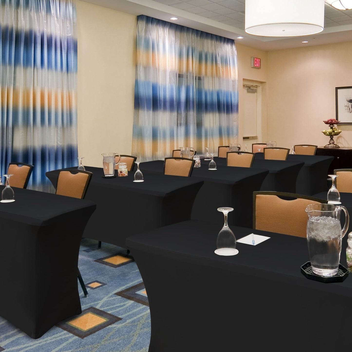 Enjoyidea Table Cloths for 6 Foot Rectangle Tables-8 Pack Black Fitted Stretch Table Cover-Spandex Elastic 6ft Folding Tablecloth for Party Vendor Booth Display Banquet Buffet Event Craft Trade Show