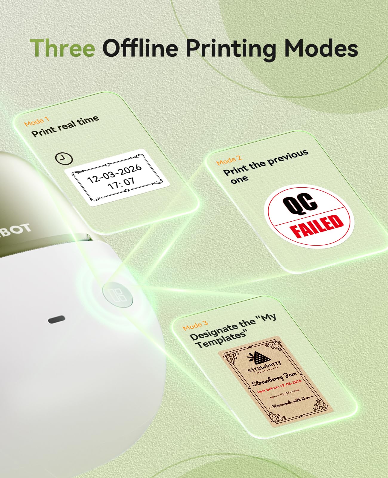 NIIMBOT B2 PRO Label Maker, 300DPI HD Thermal Label Printer, Support Red -Black Dual Color Printing, Sticker Printer for Home, School, Business and Office, Came with 1 Roll Label,Green
