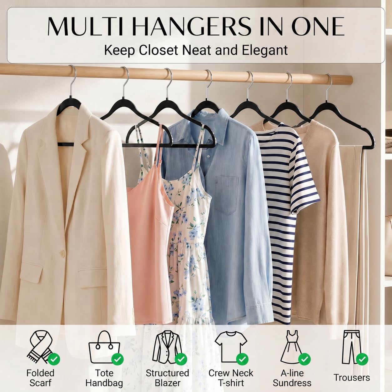 SMARTOR Plastic Hangers 50 Pack, Heavy Duty Plastic Hangers for Clothes - Non-Velvet Slim Hangers with 360° Swivel Hook & Clothes Thin Hanger - Durable Coat Hangars, Space Saving Hanger - Black