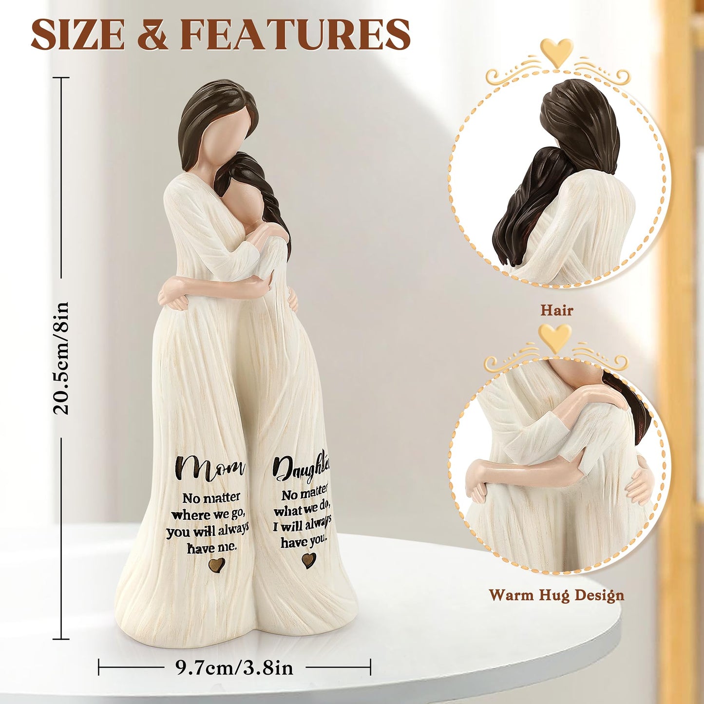 Mom Birthday Gifts from Daughter, Gift for Moms and Daughters, Mom and Daughter Figurines, Mom's Gifts from Daughter, Gift for Mother's Day Birthday, Sculpted Hand-Painted Figurine