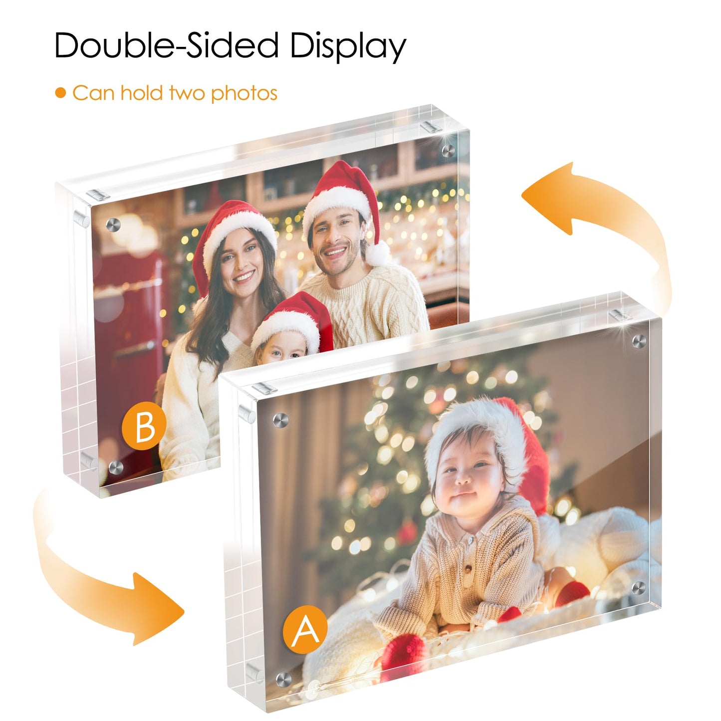 Fisnish 5x7 Acrylic Picture Frame Set of 6, 20mm Thick, Double-Sided Transparent Magnetic Frameless Photo Frame, Desktop Freestanding Display for Office or Home Decor