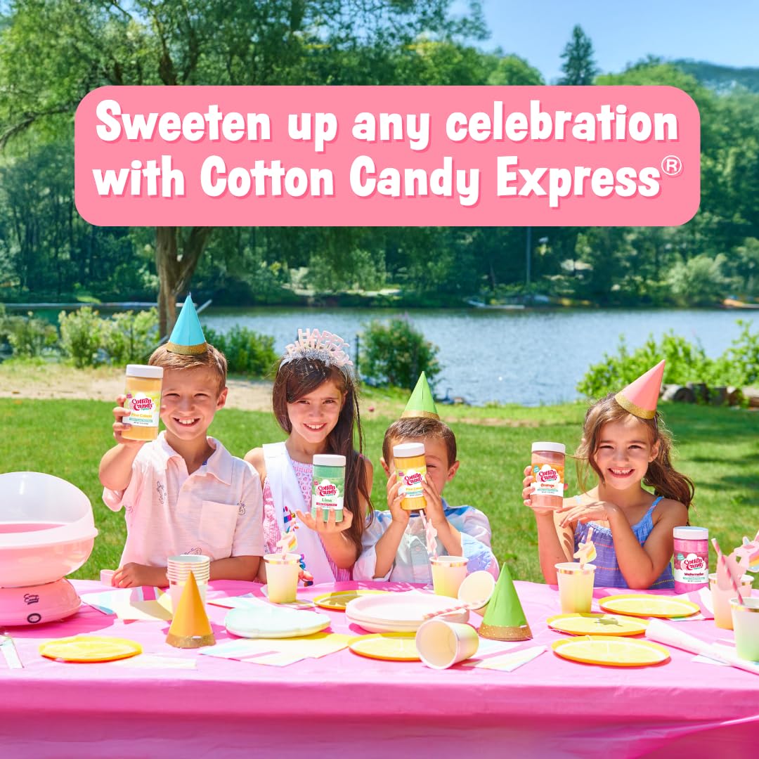 Cotton Candy Express Floss Sugar and Cones Variety Pack with 10 - 11oz Plastic Jars of Assorted Flossing Sugars, Plus 100 Paper Cones. Use With Cotton Candy Express Countertop Machine