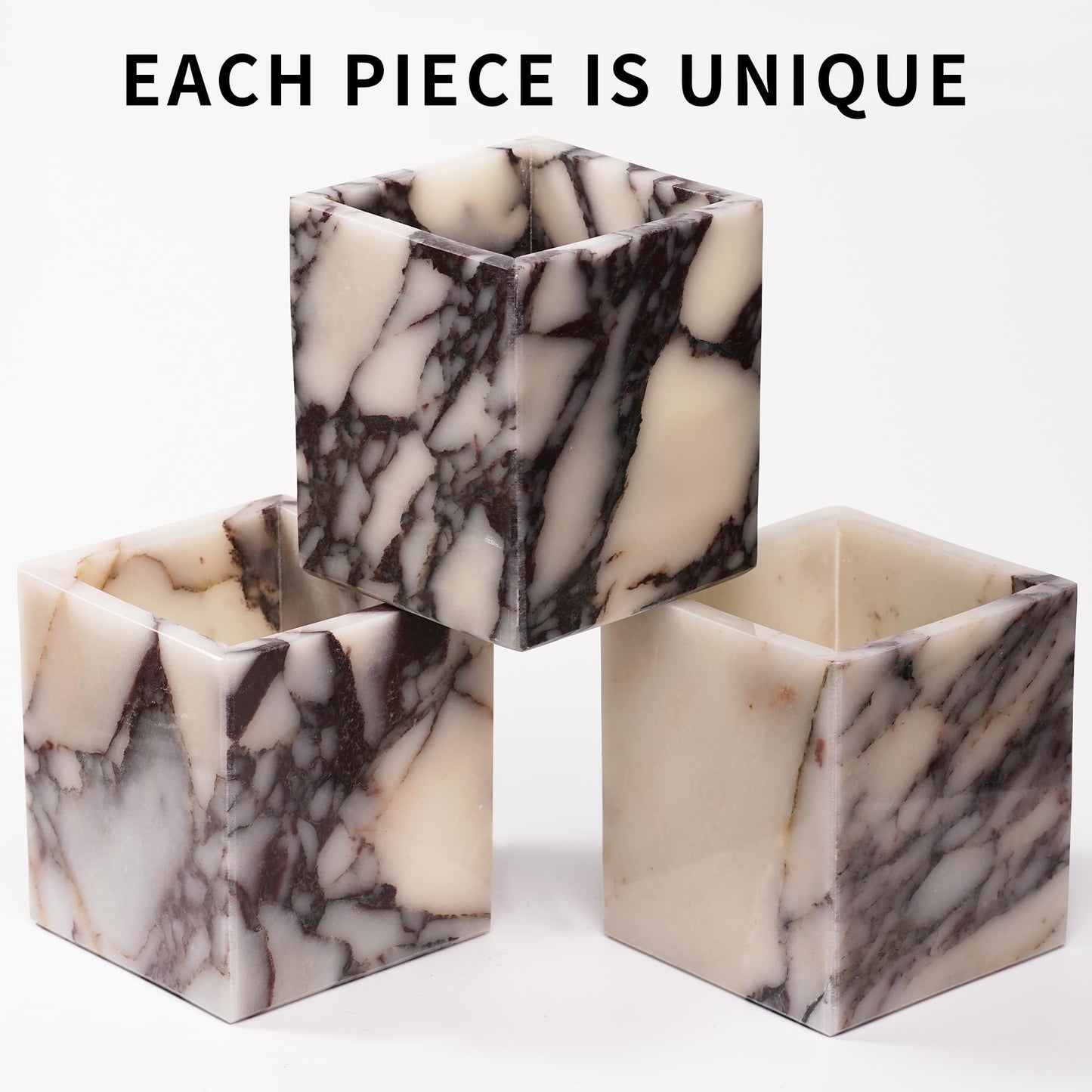 LWALMS Marble Makeup Brush Holder - Viola Candle Toothbrush Cup For Bathroom Accessories, Decorative Pencil Organizer For Office Desk Aesthetic, Stone Utensil Container For Kitchen Countertop