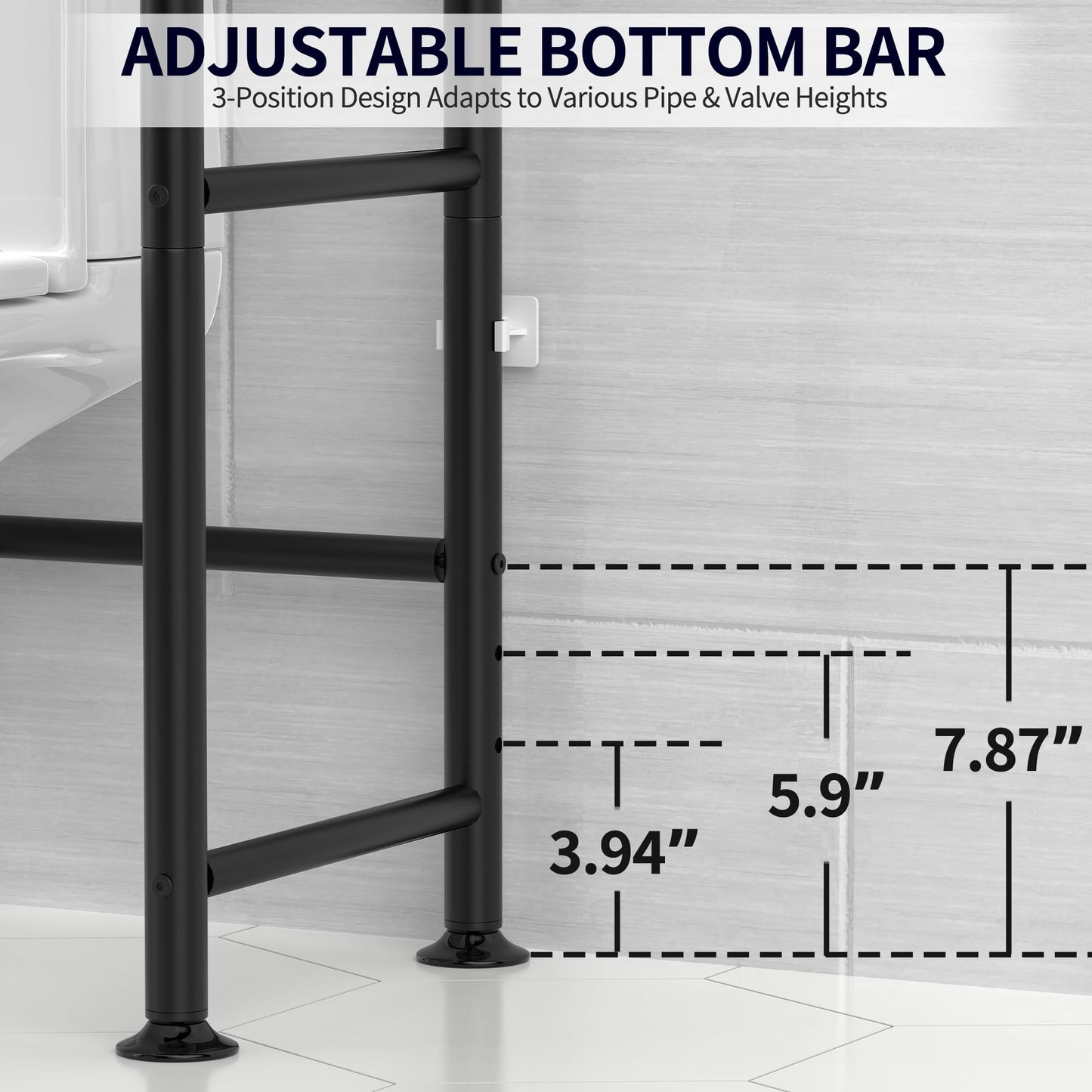 ASCENREST 3-Tier Over The Toilet Storage, Freestanding Metal Bathroom Shelves, Space Saver Above The Over Toilet Storage Shelf for Bathroom (Black)