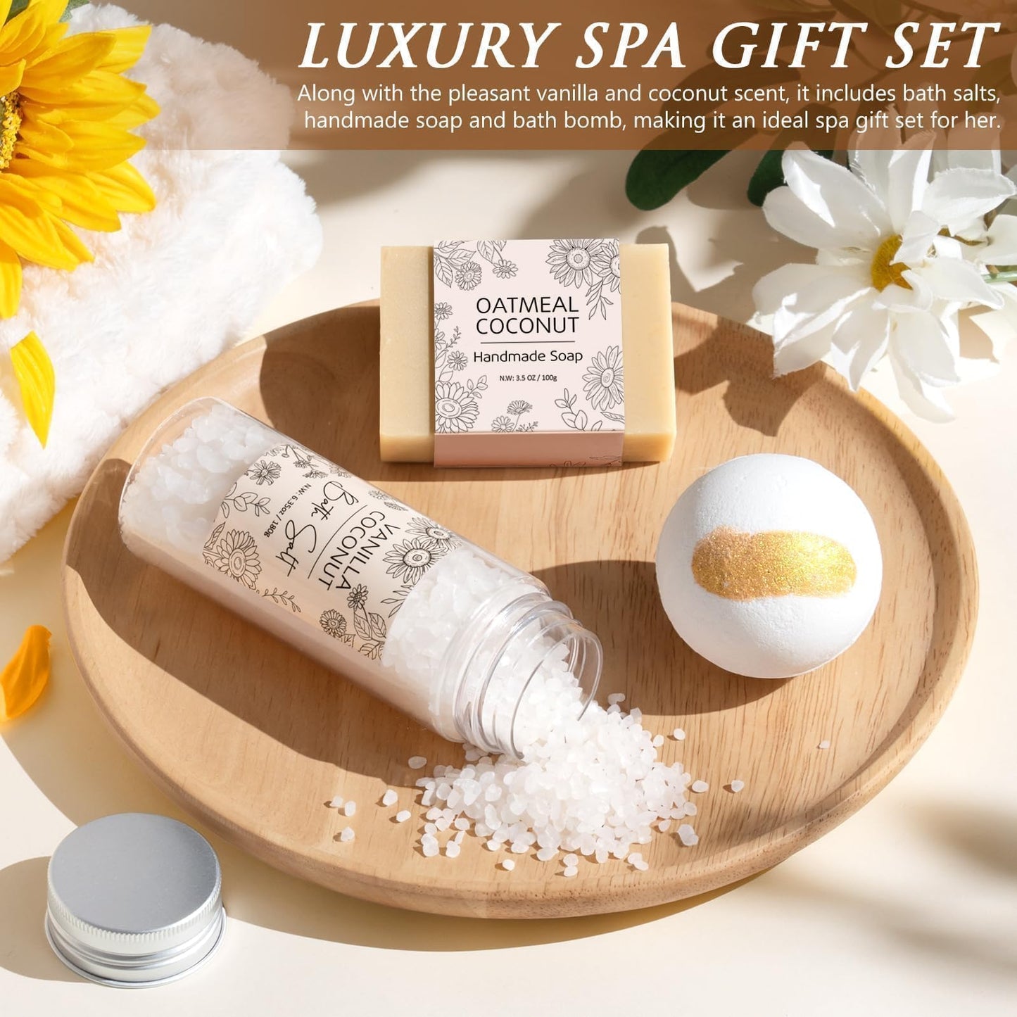 Birthday Gifts for Women Self Care Get Well Soon Gift Baskets, Spa Care Package Thinking of You Gifts, Sending Sunshine Box Unique Christmas Sunflower Gift for Women Mom Her Best Friends Sister Wife