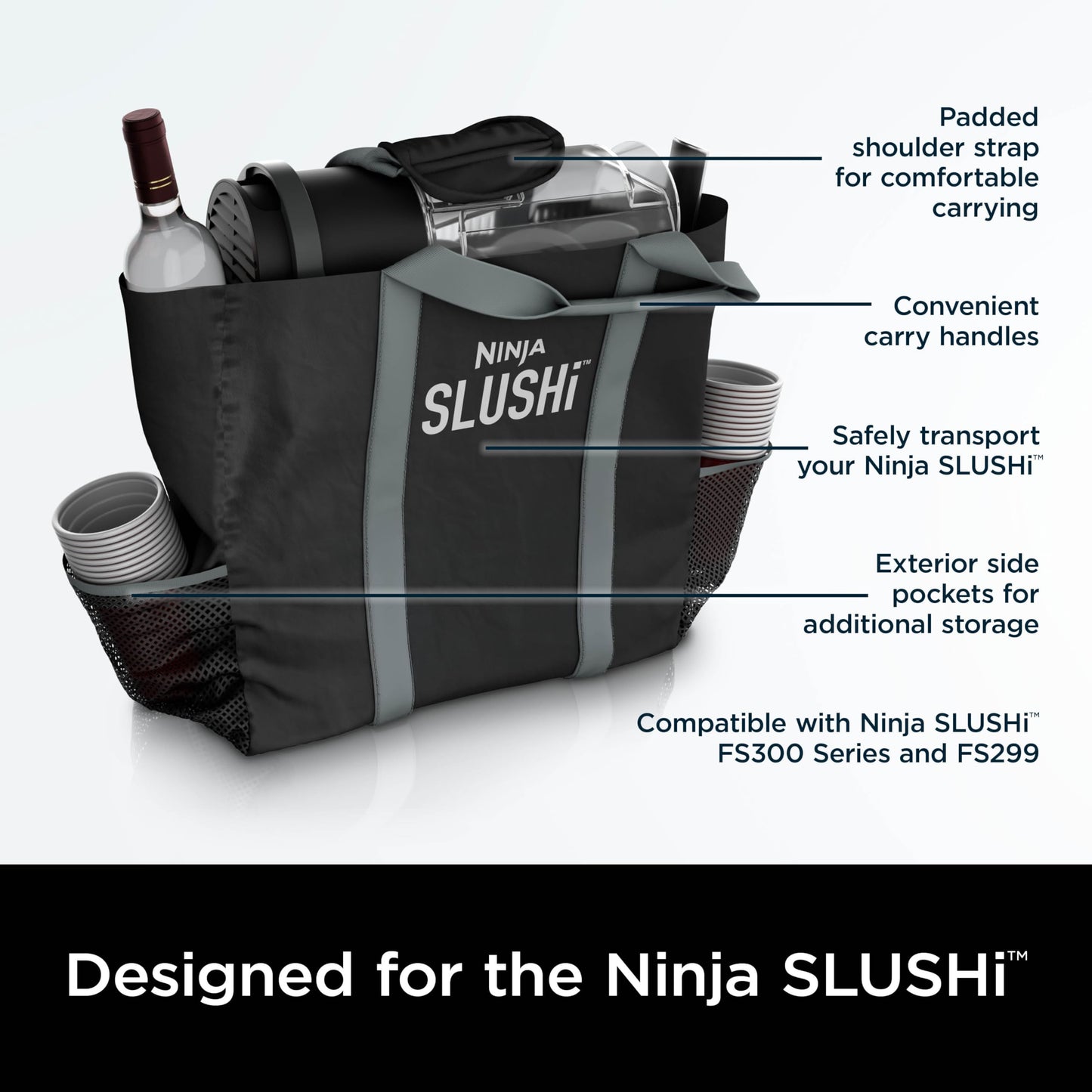 Ninja SLUSHi Travel Party Tote, Compatible with FS300 Series and FS299, Black, XSKTRVLBAGQ