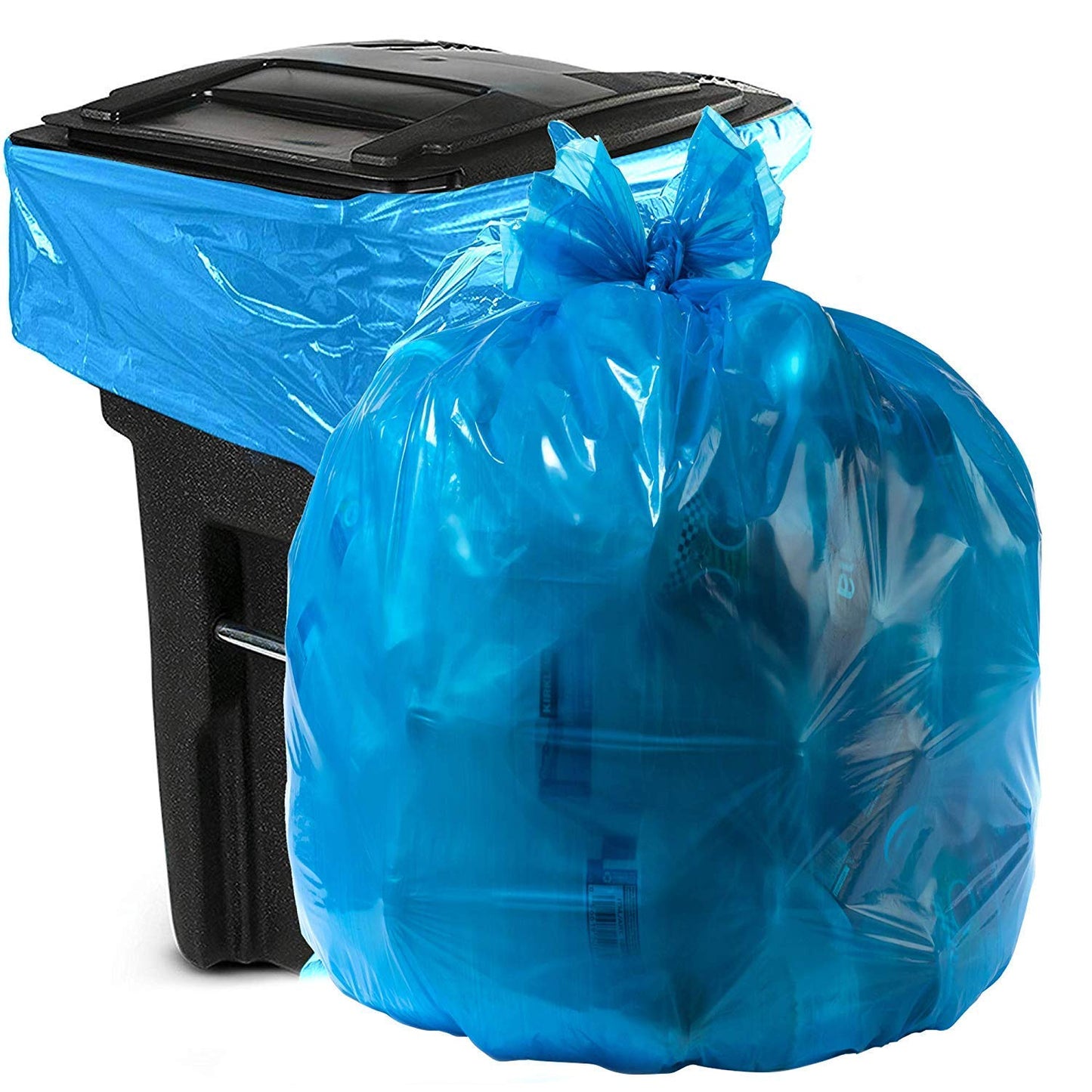 Aluf Plastics 95-96 Gallon Blue Trash Bags - (Pack of 32) - 2.0 MIL (Equivalent) - Garbage or Recycling Bags 32" x 29" x 68" - Large Plastic Can Liners - for Industrial, Home, Contractor, Recycling
