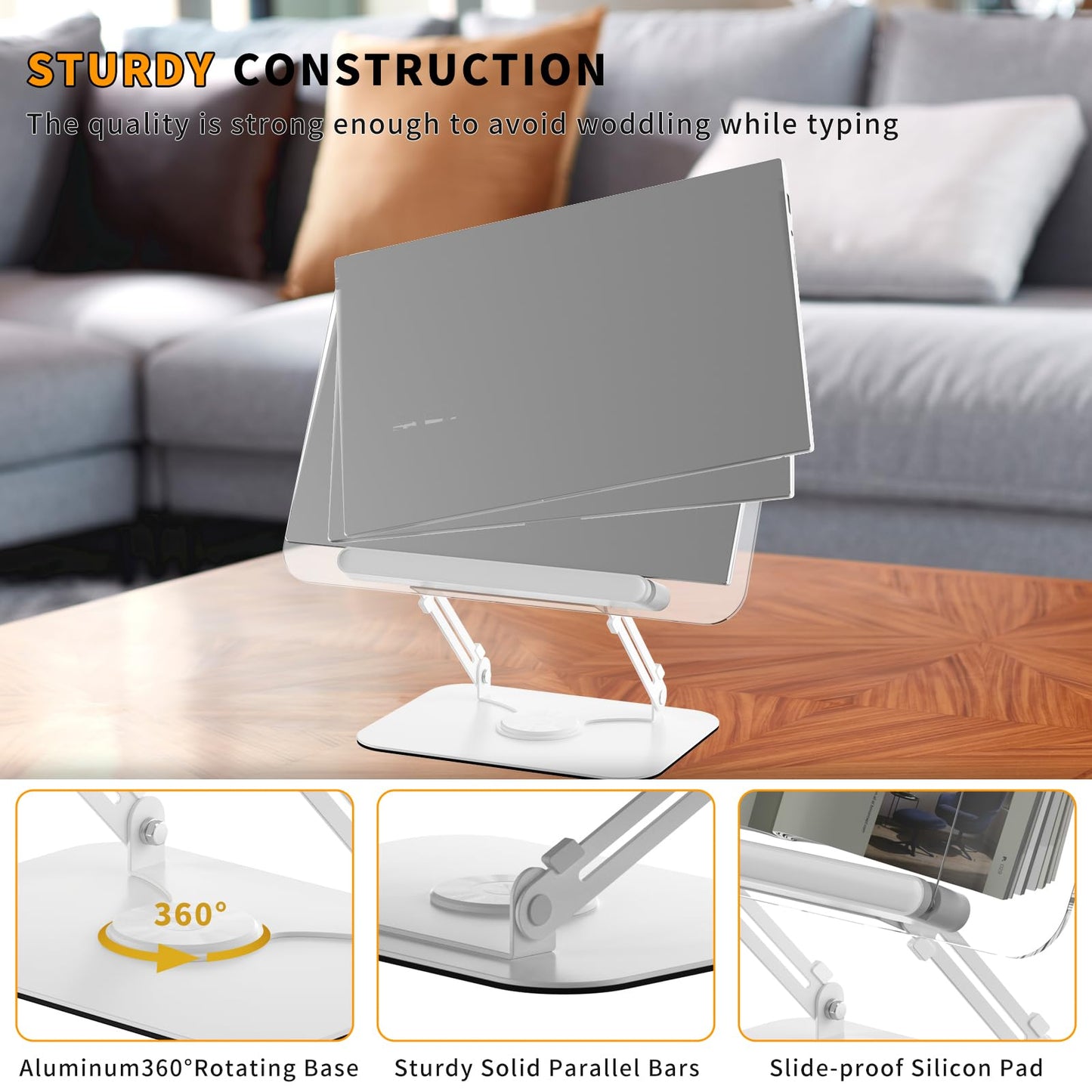 Acrylic Book Stand for Reading,Adjustable Holder with 360° Rotates Base & Page Clips,Foldable Desktop Ricer for Cookbook,Music Scores,Laptop,Tablet,Recipe,Textbook,Magazines