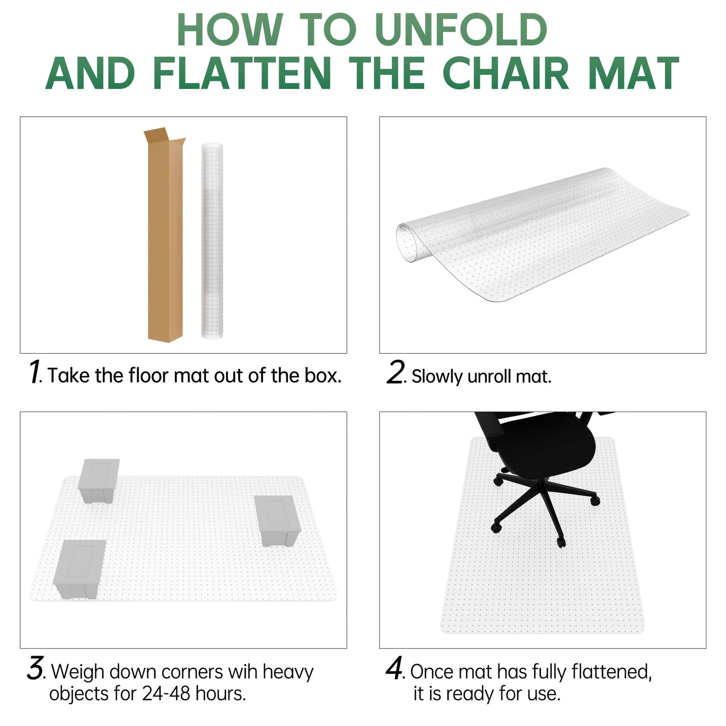 Office Chair Mat for Carpet - Clear Thick Desk Chair Mat for Carpet Plastic Floor Mats for Rolling Work and Gaming Chairs with Studs for Low Pile, Flat and No Carpeted Floors