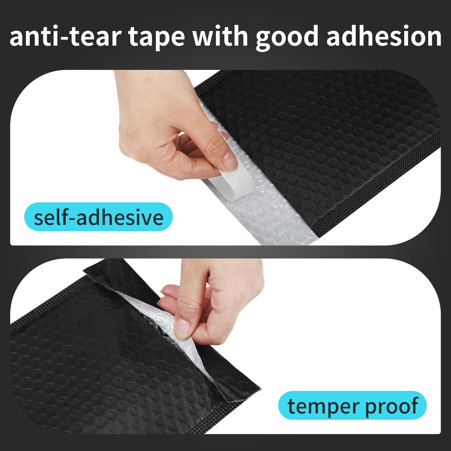 Tenceur 300 Pcs Black Bubble Mailers Padded Envelopes Small 4 x 8 Inches and 6 x 10 Inches Bubble Envelopes Strong Adhesion Packaging Bags Waterproof Shipping Bag Mailing Supplies for Small Business