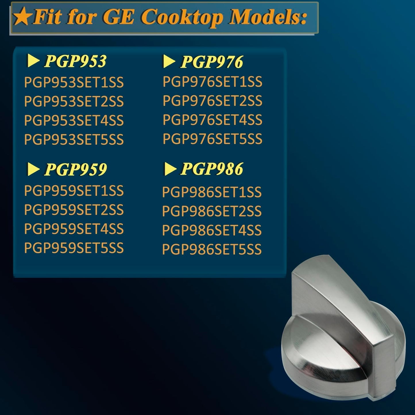 5 Pack WB03X25796 WB03T10326 Gas Cooktop Knob, Range Burner Stove Knob Compatible with GE Range Cooktop, Surface Burner Control Knob Replaces PS11721433, AP5986232, etc. Silver.