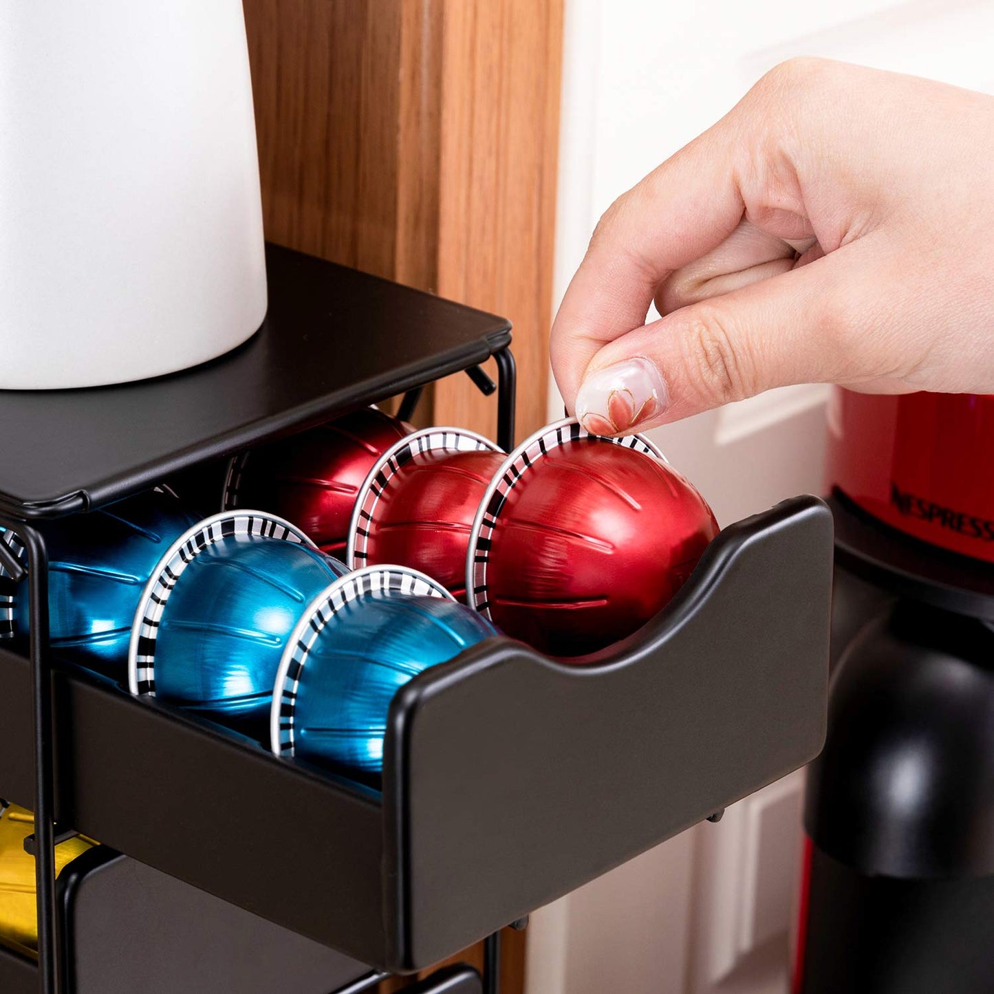 FlagShip for Nespresso Pod Holder Vertuo Pod Drawer Large Mullti Tier Coffee Pod Holder(3 Tier (60Pods Capacity))