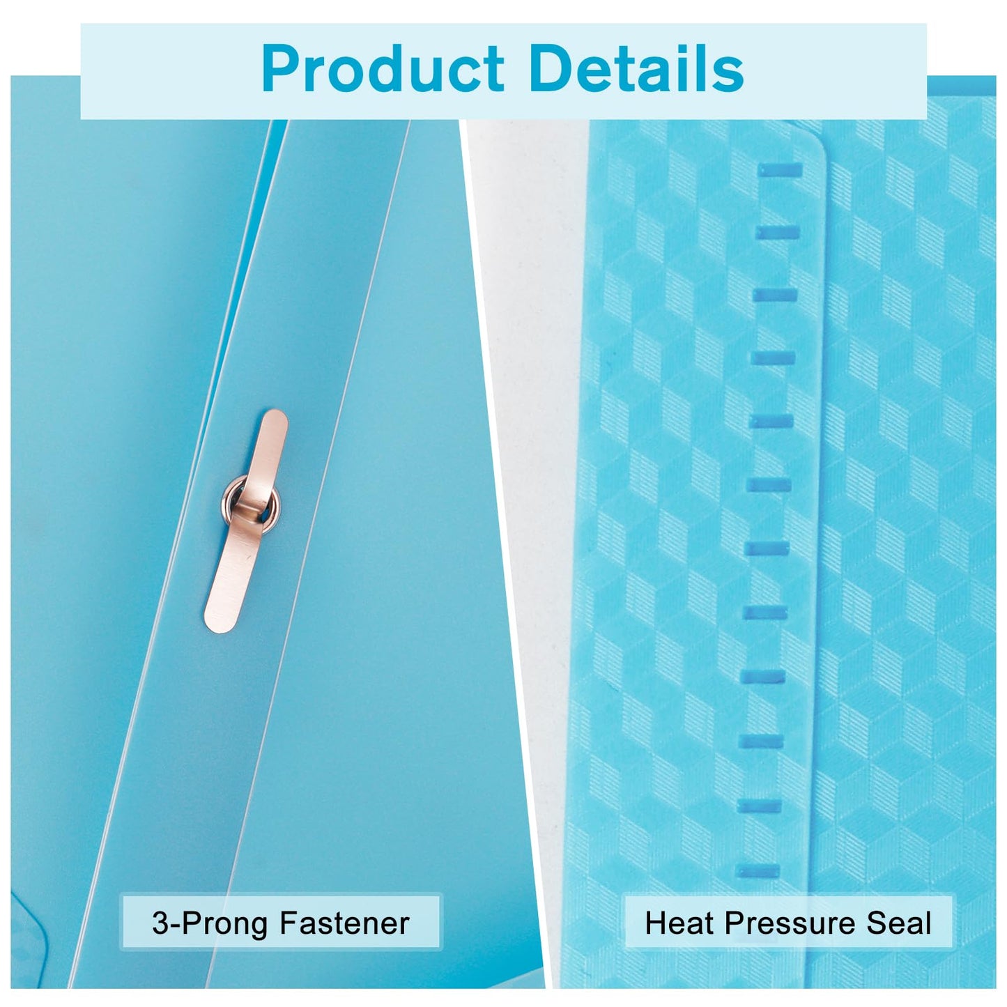 EEHZTSI 24-Pack Plastic andPockets and Prongs,2-Pocket and3 Fasteners, Pastel Folders Holds 8-1/2" x 11" Paper for School/Office/Home, Blue