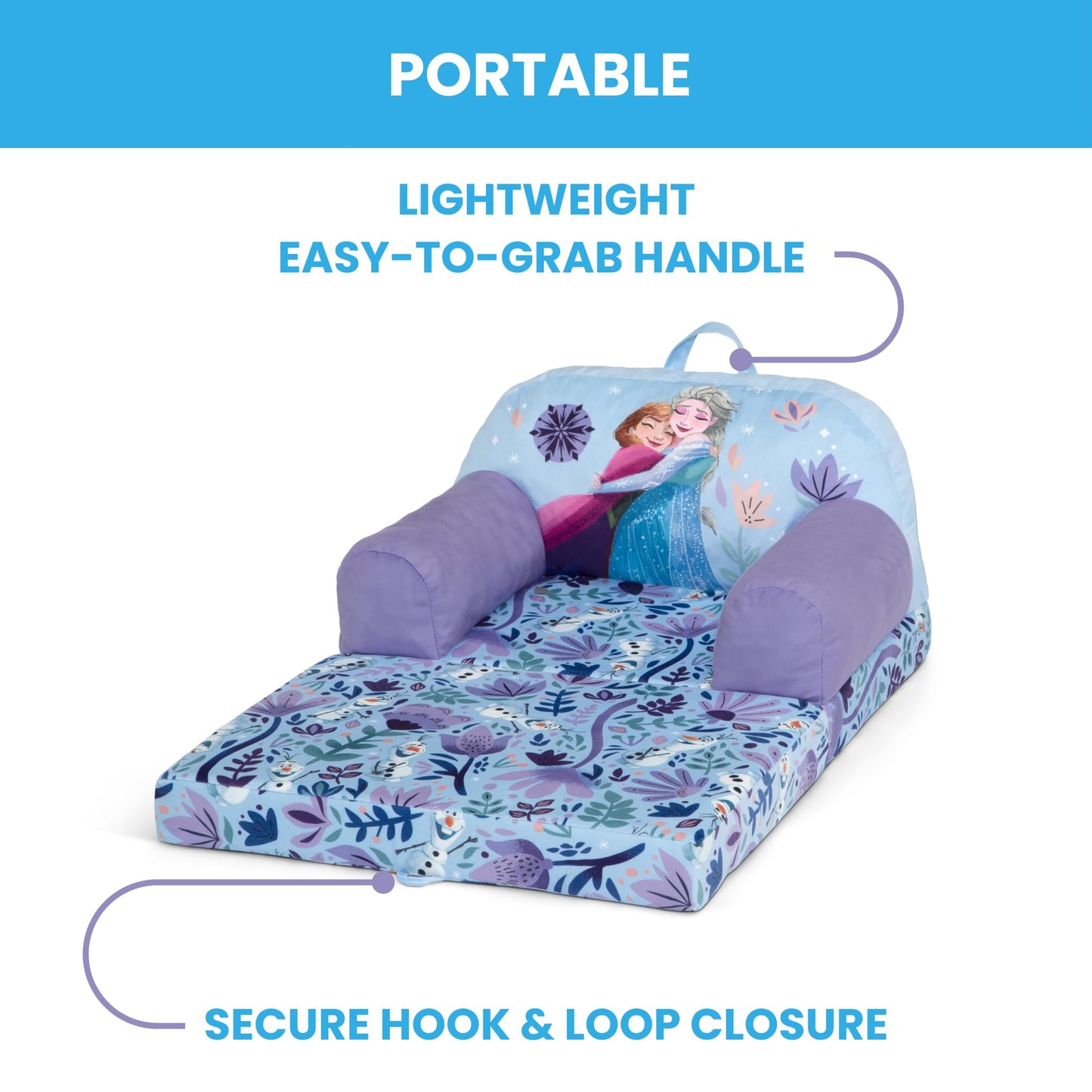 Delta Children - Disney Frozen Cozee Buddy Flip-Out Kids Chair, Purple