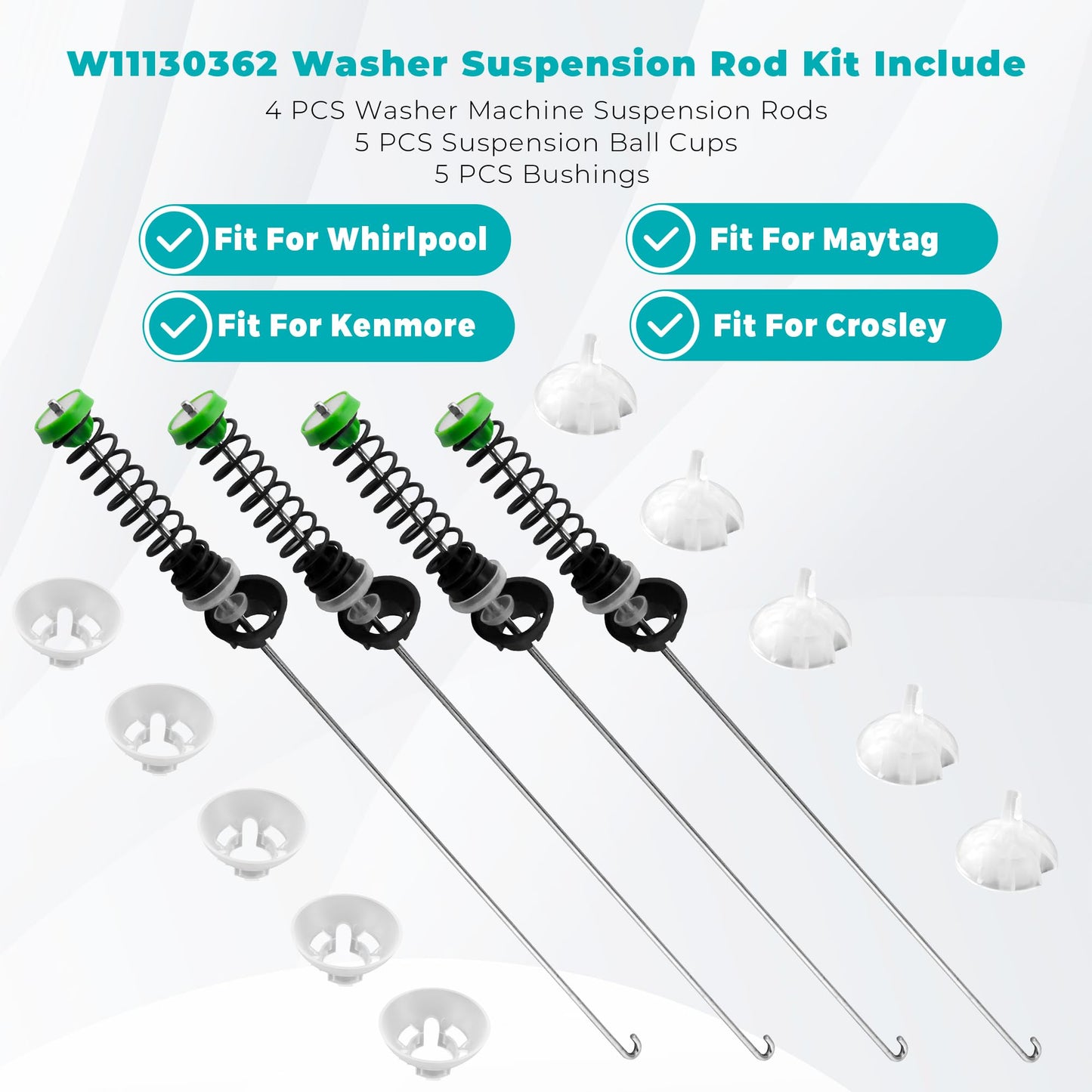 W11130362 Suspension Rod fit for Maytag MVWX655DW1 MVWC565FW1 MVWC565FW2 MVWC565FW fit for Whirlpool WTW5000DW1 WTW5000DW2 WTW5000DW3 WTW5000DW 11022352510 W10594080 W10748956 W10780040 prime&swift