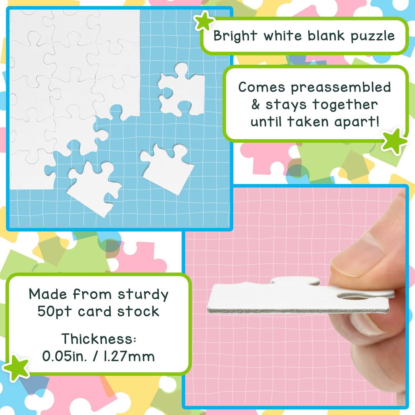 100 Blank Jigsaw Puzzles – 5.5 x 8 Inch, 28 Pieces Each – Hygloss DYI Party invites, Perfect for Decorating, Kids' Activities, Arts & Crafts or Party Favors - Puzzle Pieces to Draw On for Crafts