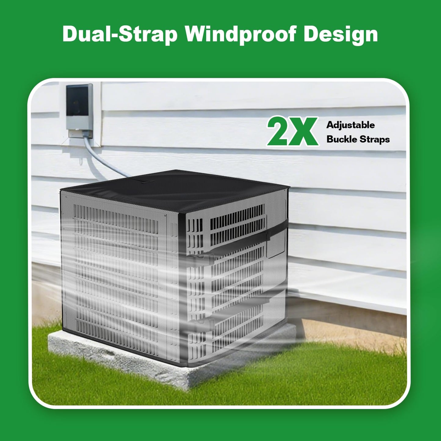 2 in 1 Air Conditioner Covers for Outside, 36"W x 36"D x 39"H Breathable Mesh AC Covers for Outside, Air Conditioner Cover with Waterproof Top AC Cover for Outside Unit for All Seasons, Black