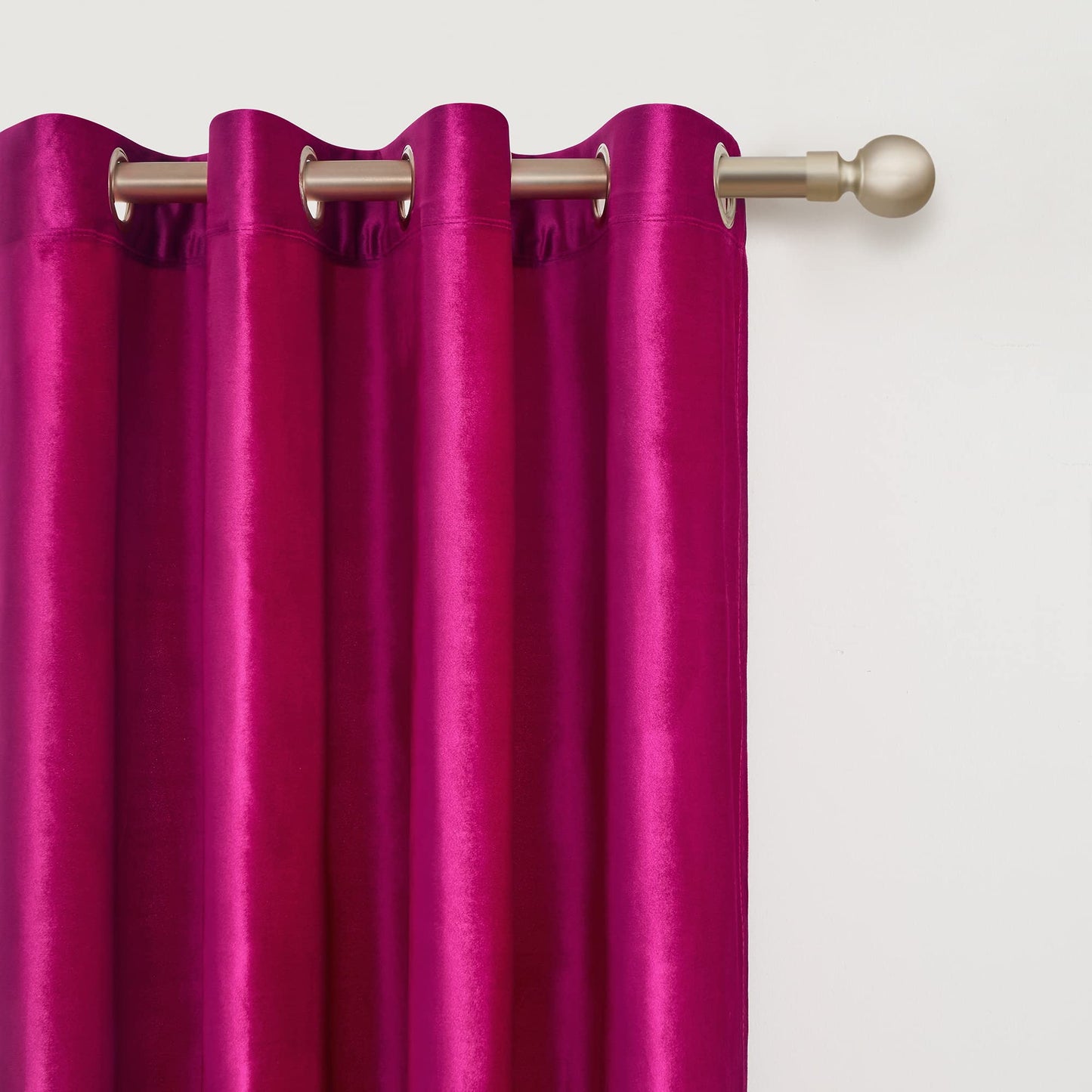 BULBUL Living Room Polyester Velvet Window Curtains 84 inch Length- 2 Panels Hot Pink Blackout Window Drapes Curtain Thermal Insulated Room Darkening Decor Grommet Curtains for Bedroom