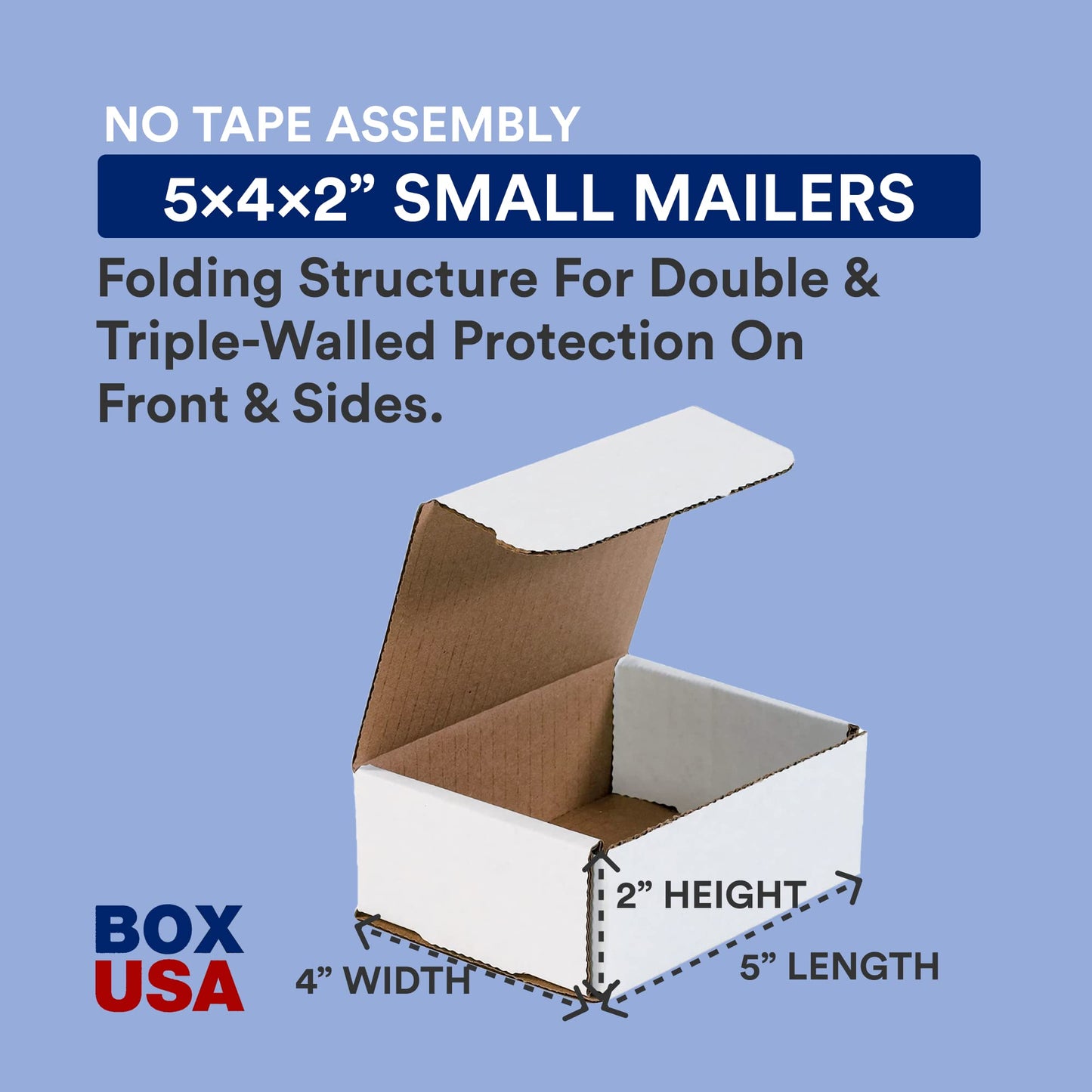 BOX USA Shipping Boxes Small 5"L x 4"W x 2"H 50-Pack, Cardboard Box for Shipping, Moving, Mailing, Packing, Packaging and Storage